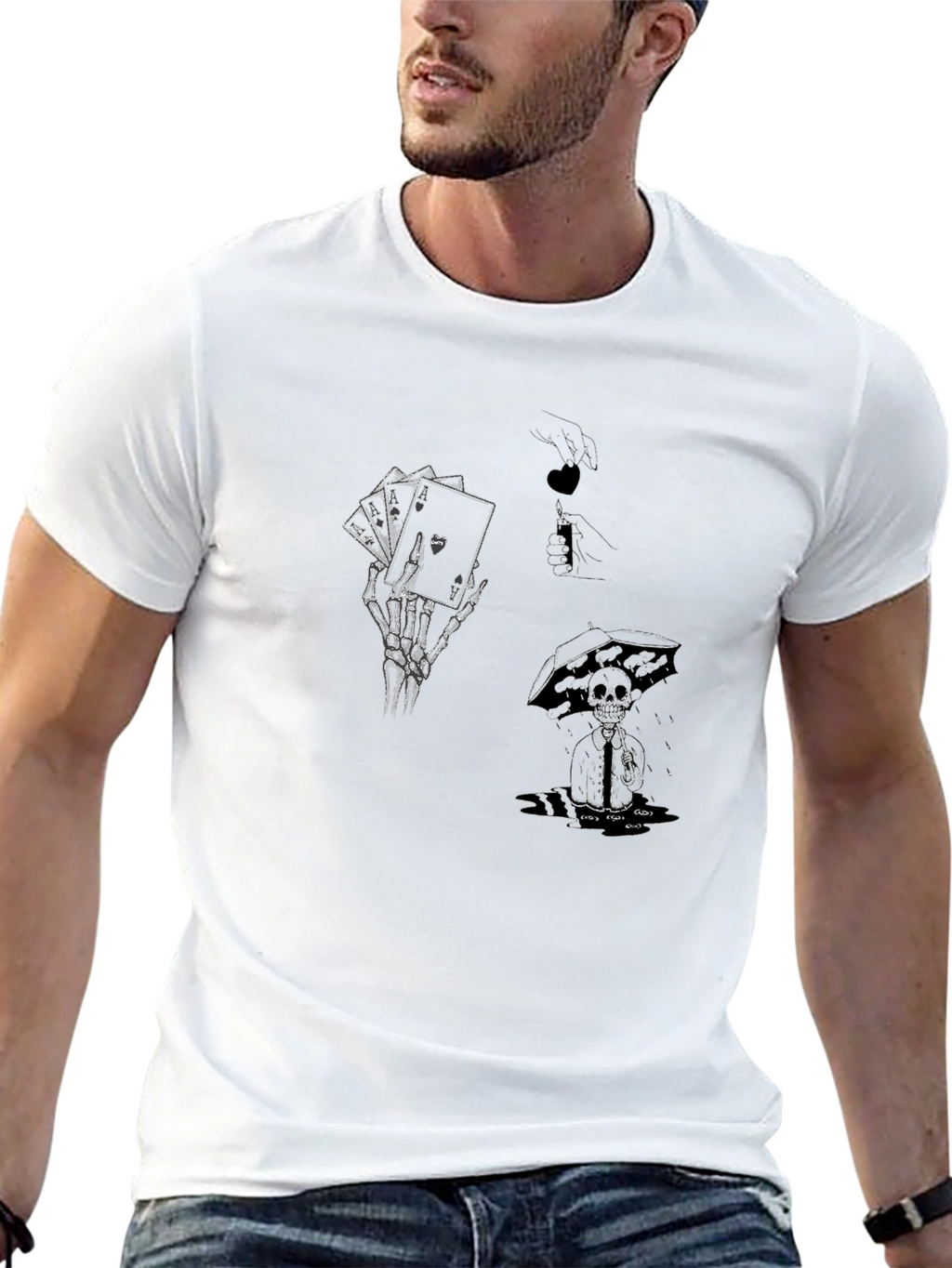 Graphic Tee - Skeleton Hand & Cards