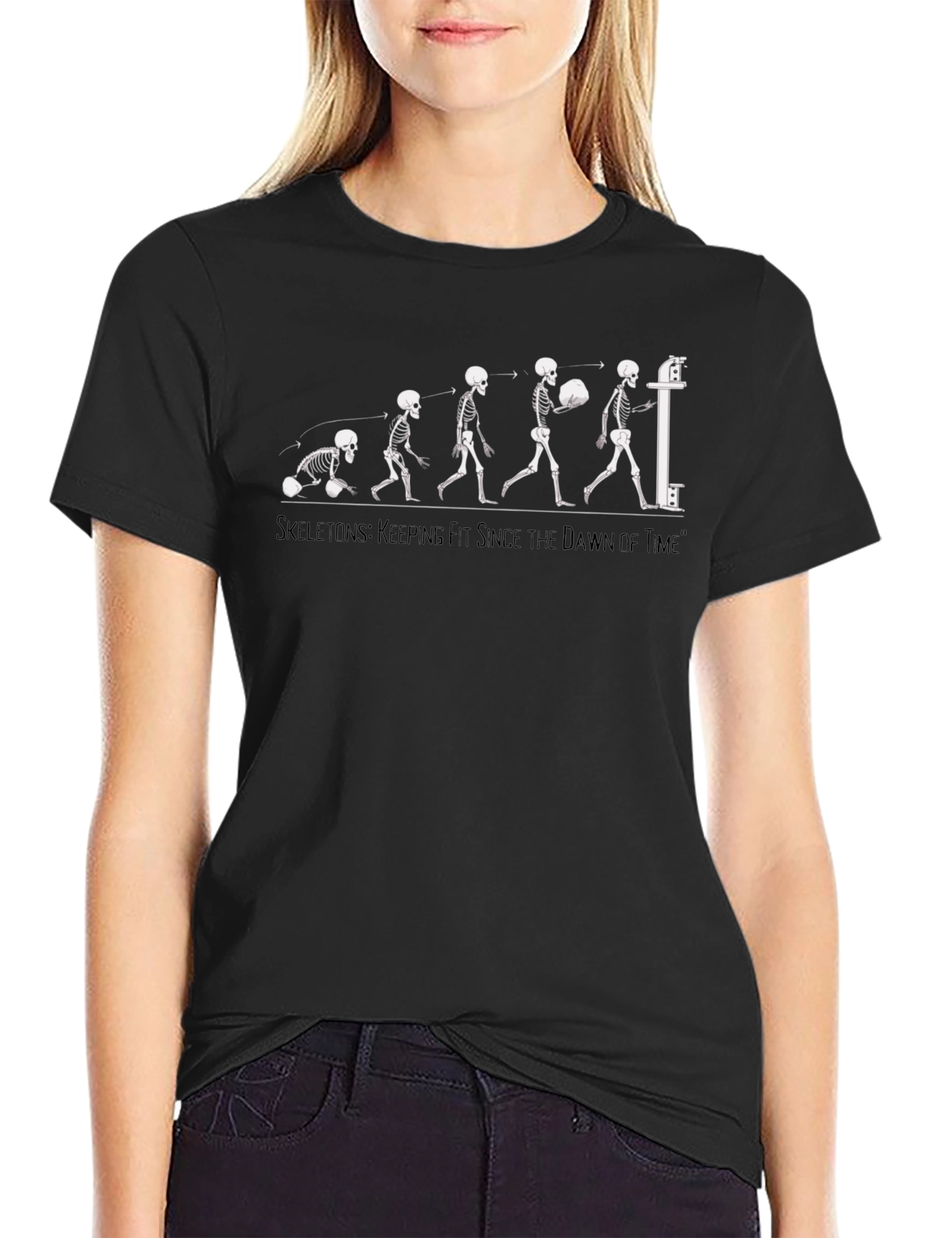 Skeletons Evolution Fitness Black T-Shirt