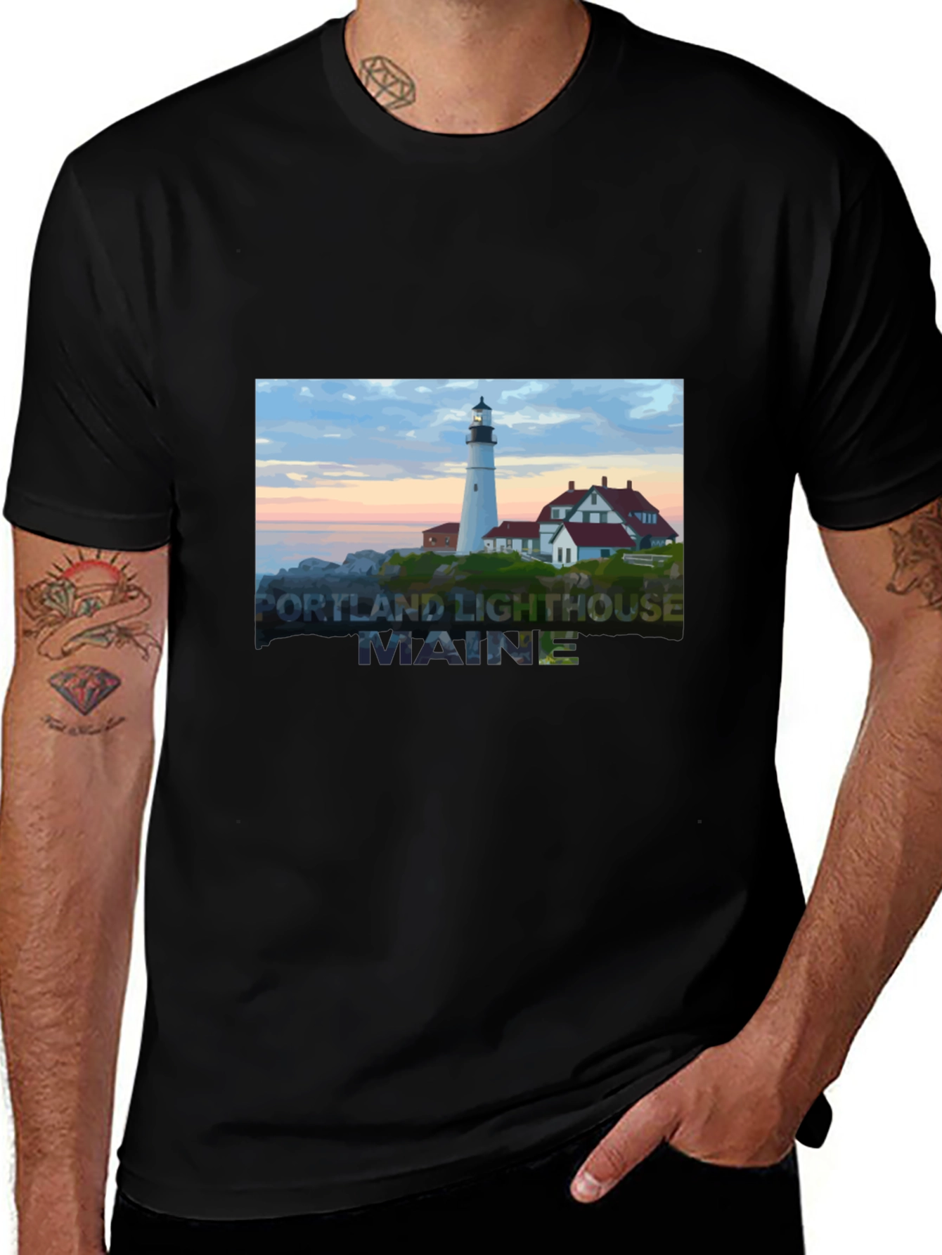 Maine Lighthouse Graphic Tee