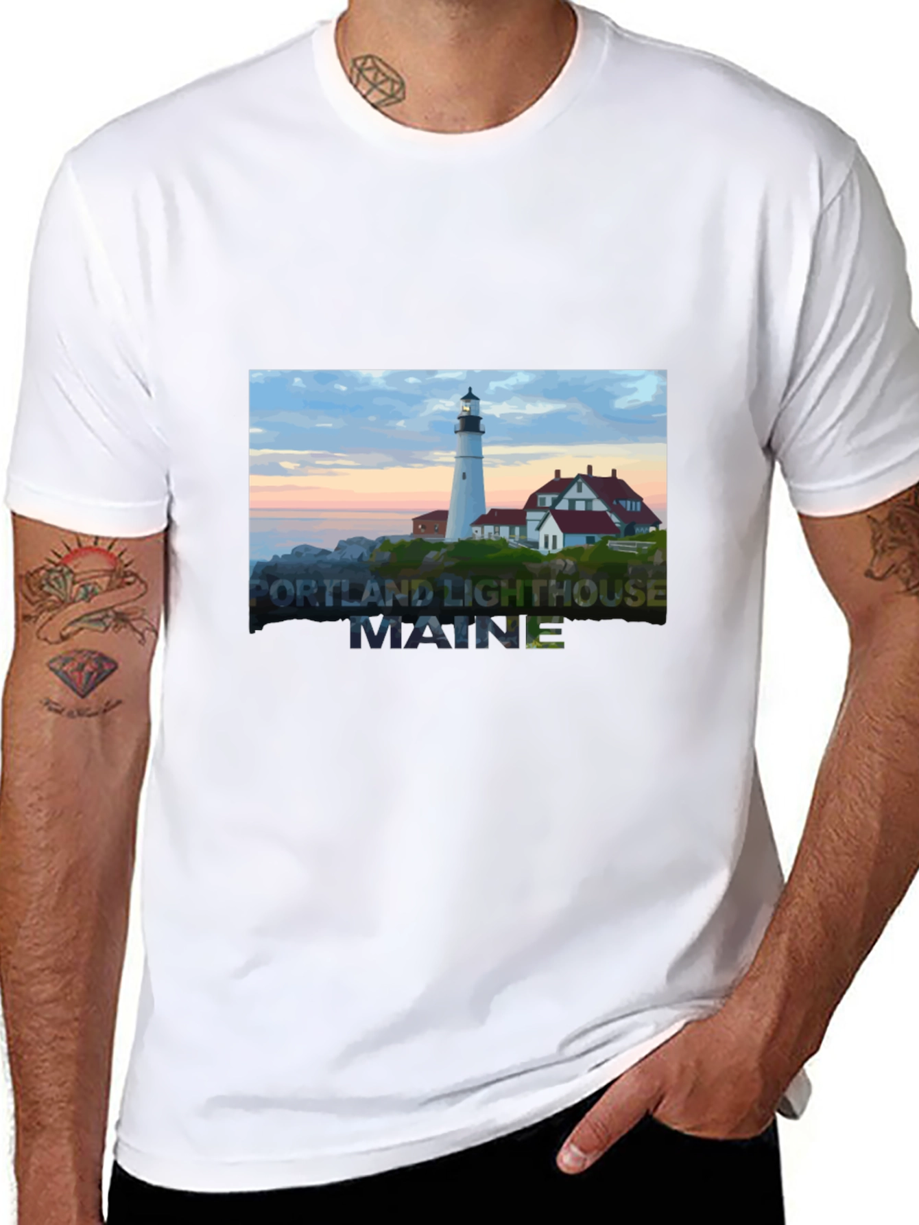 Maine Lighthouse Graphic Tee