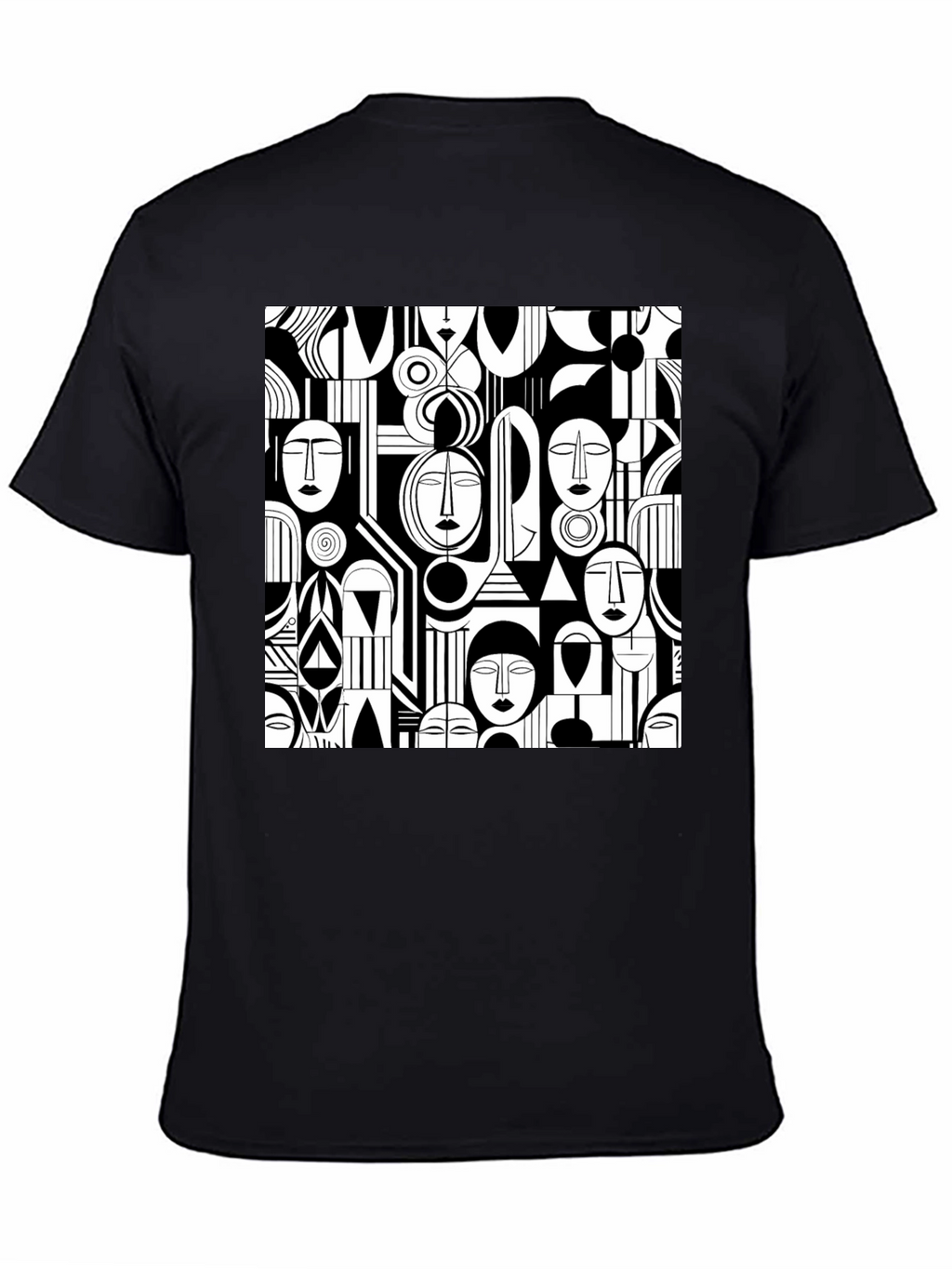 Abstract Faces Graphic Print Tee