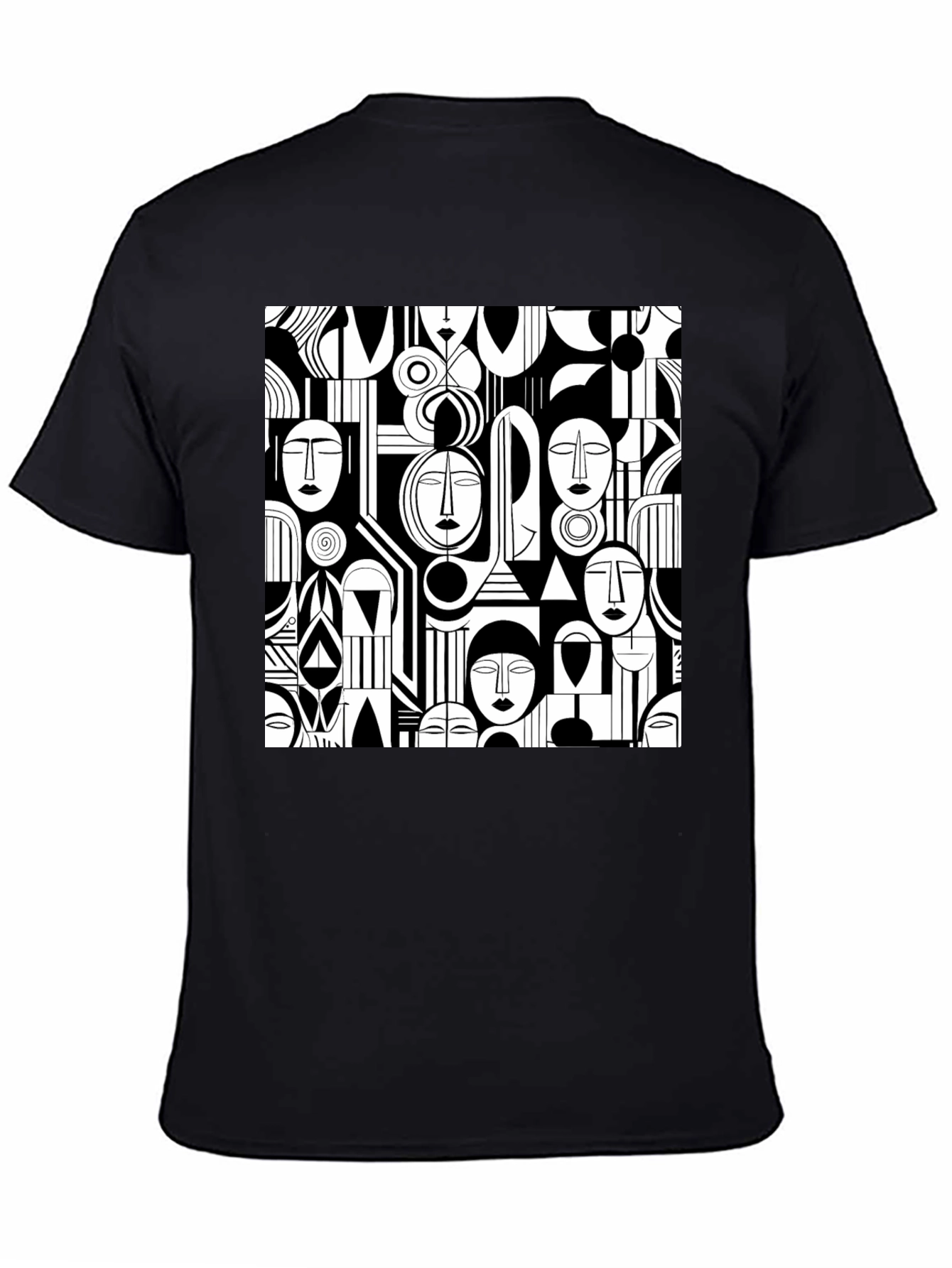Abstract Faces Graphic Print Tee