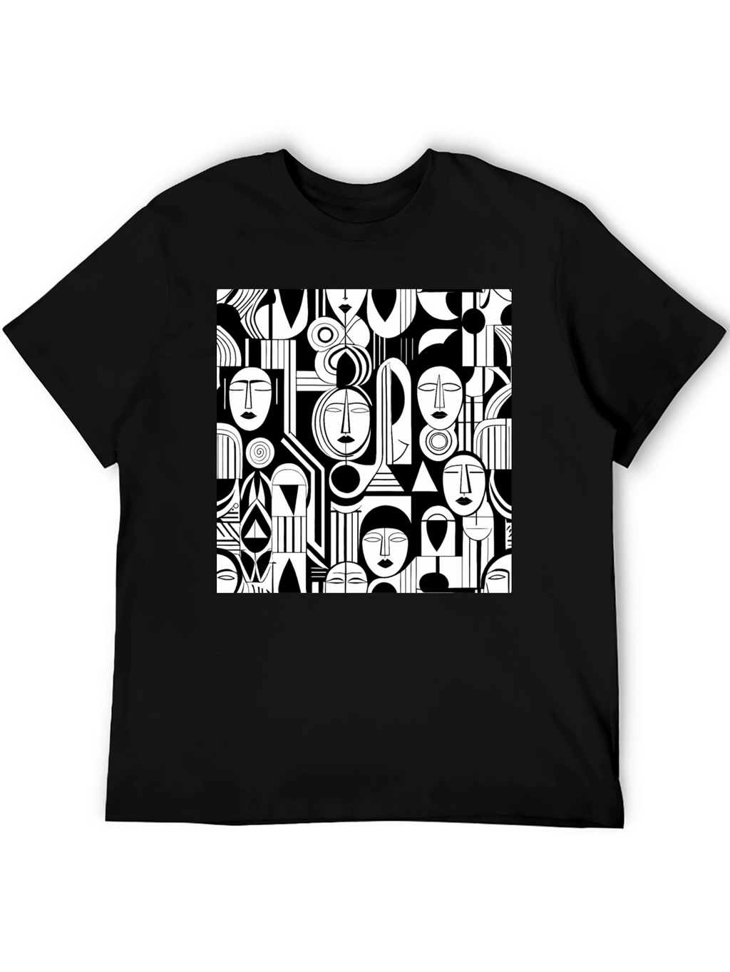 Abstract Faces Graphic Print Tee