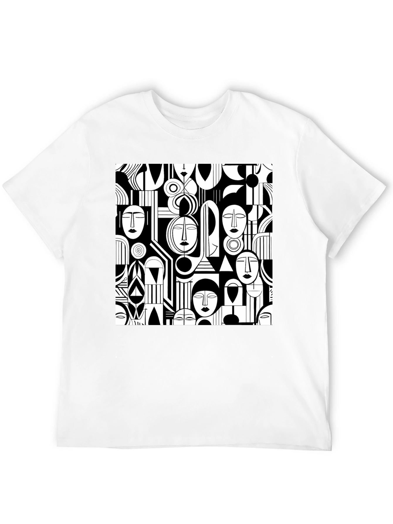 Abstract Faces Graphic Print Tee