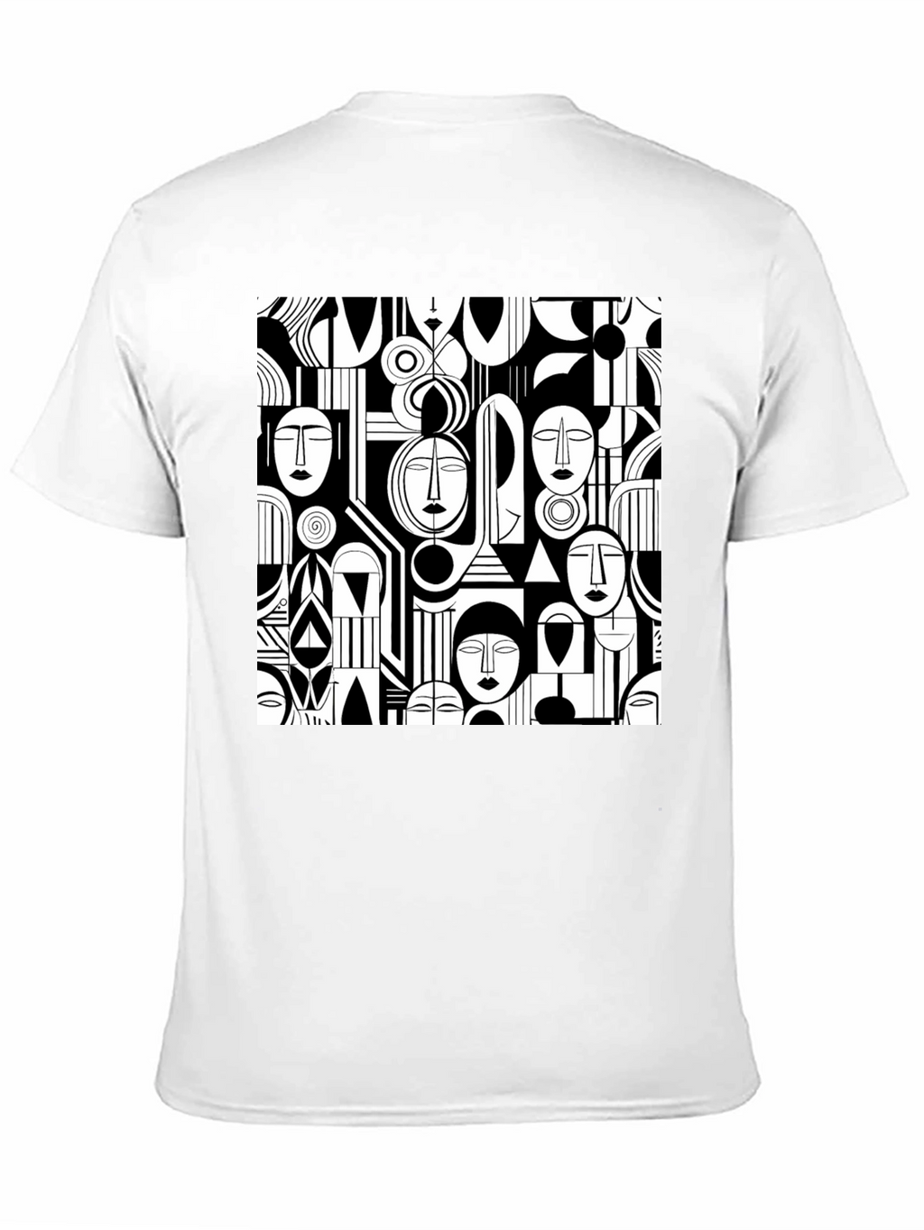Abstract Faces Graphic Print Tee