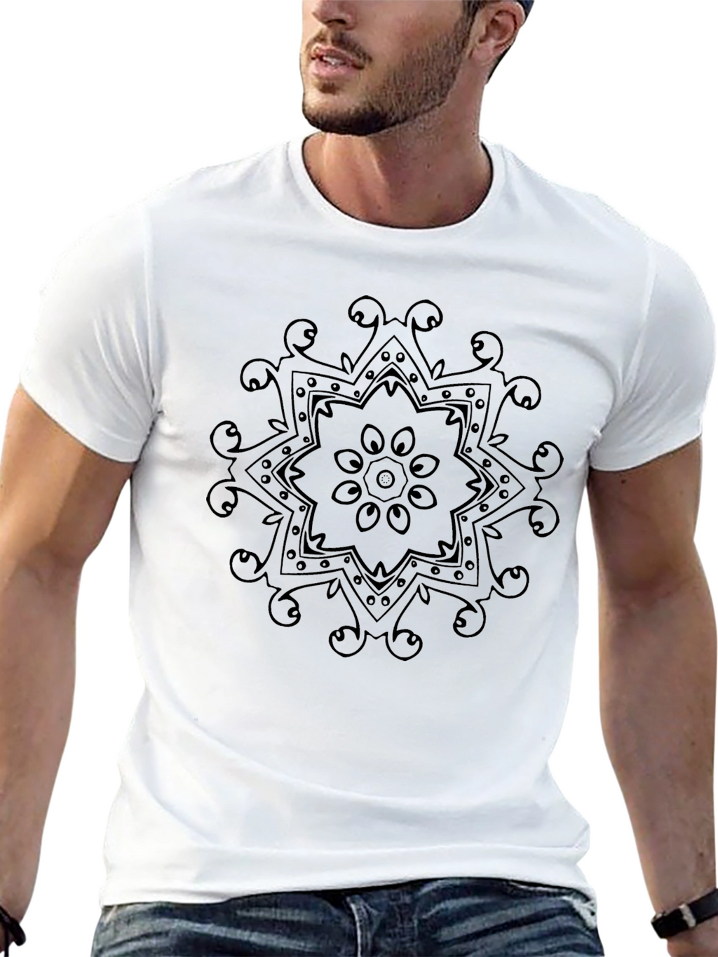 Mandala Graphic Black T-Shirt - Casual Comfort