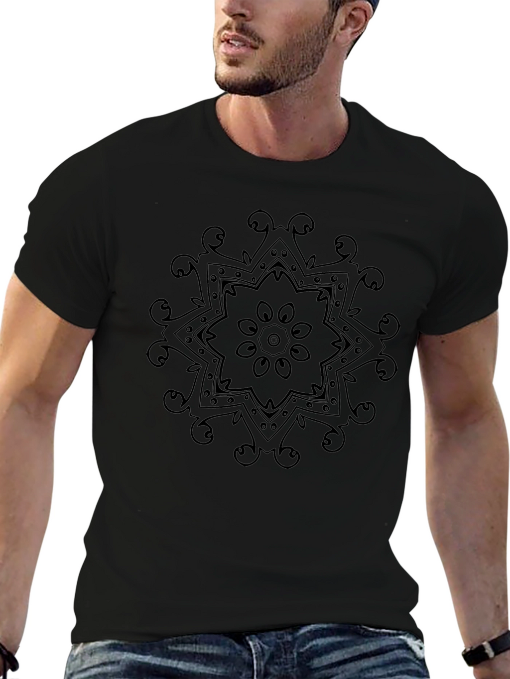 Mandala Graphic Black T-Shirt - Casual Comfort