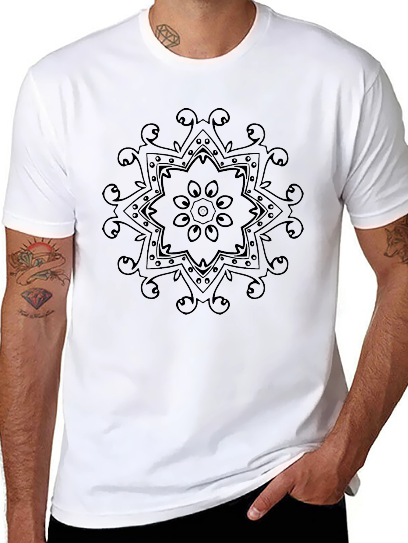 Mandala Graphic Black T-Shirt - Casual Comfort
