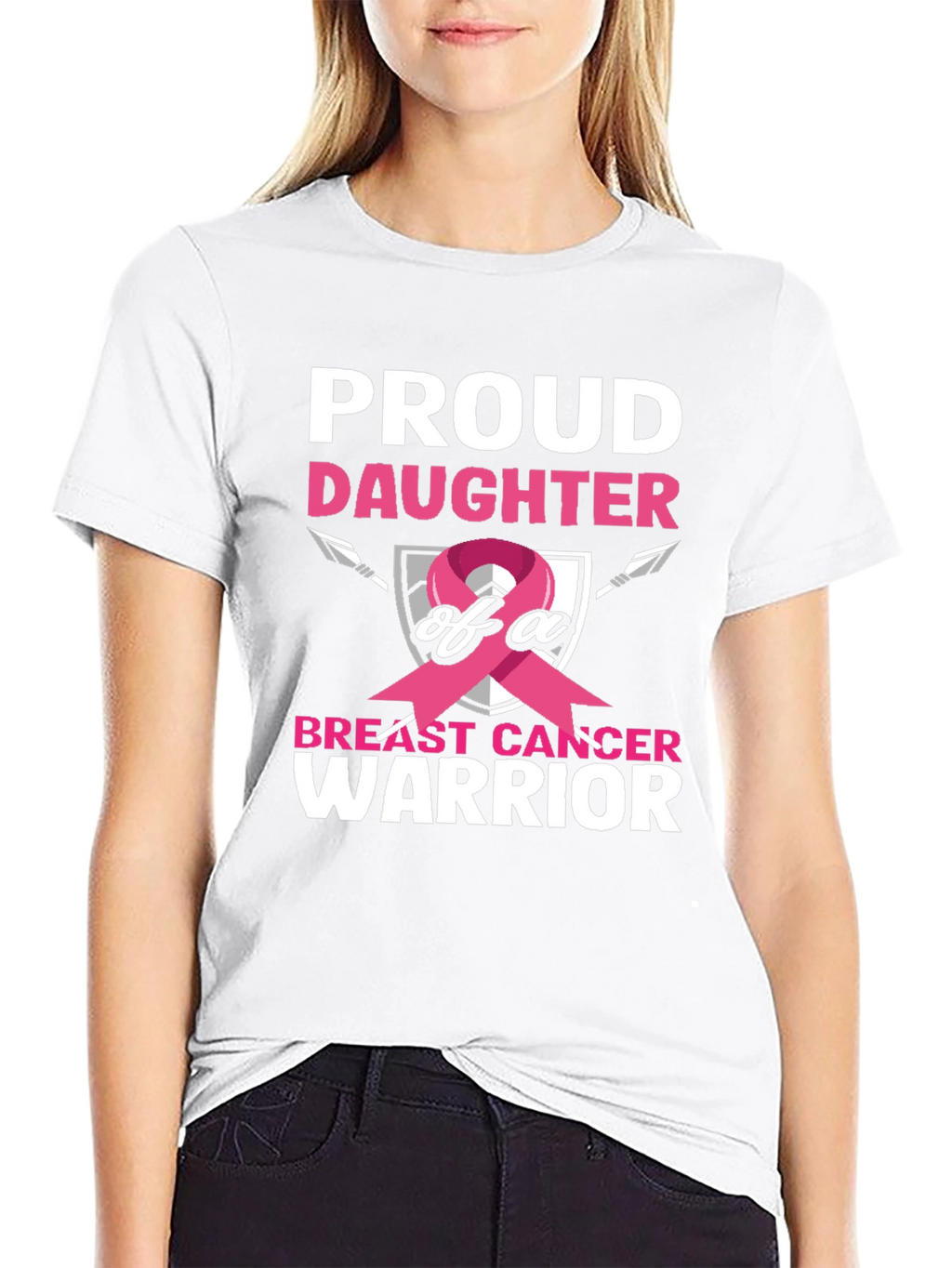 Proud Daughter Breast Cancer Warrior Graphic Tee