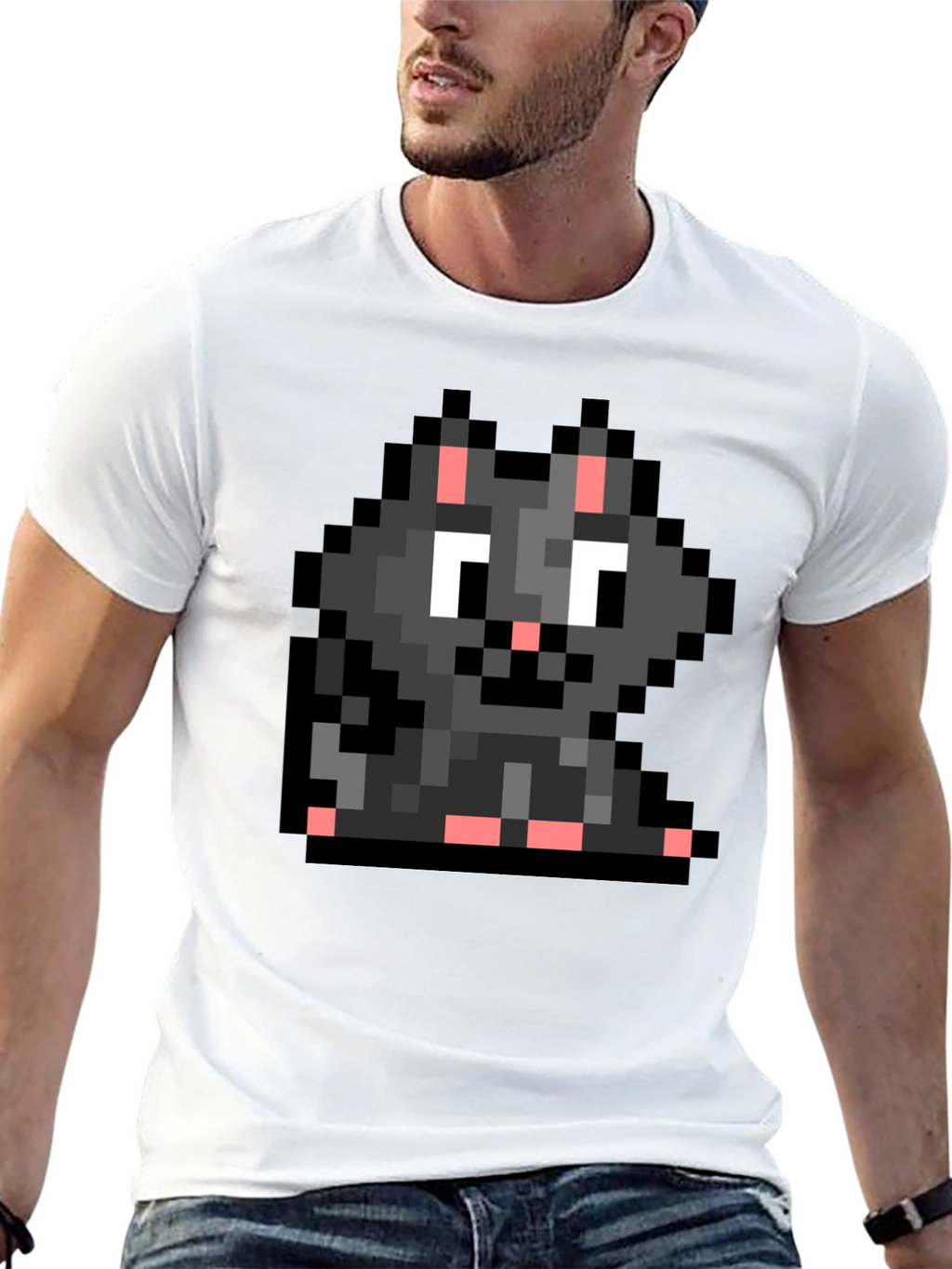 Pixel Cat T-Shirt - Retro Gaming Style