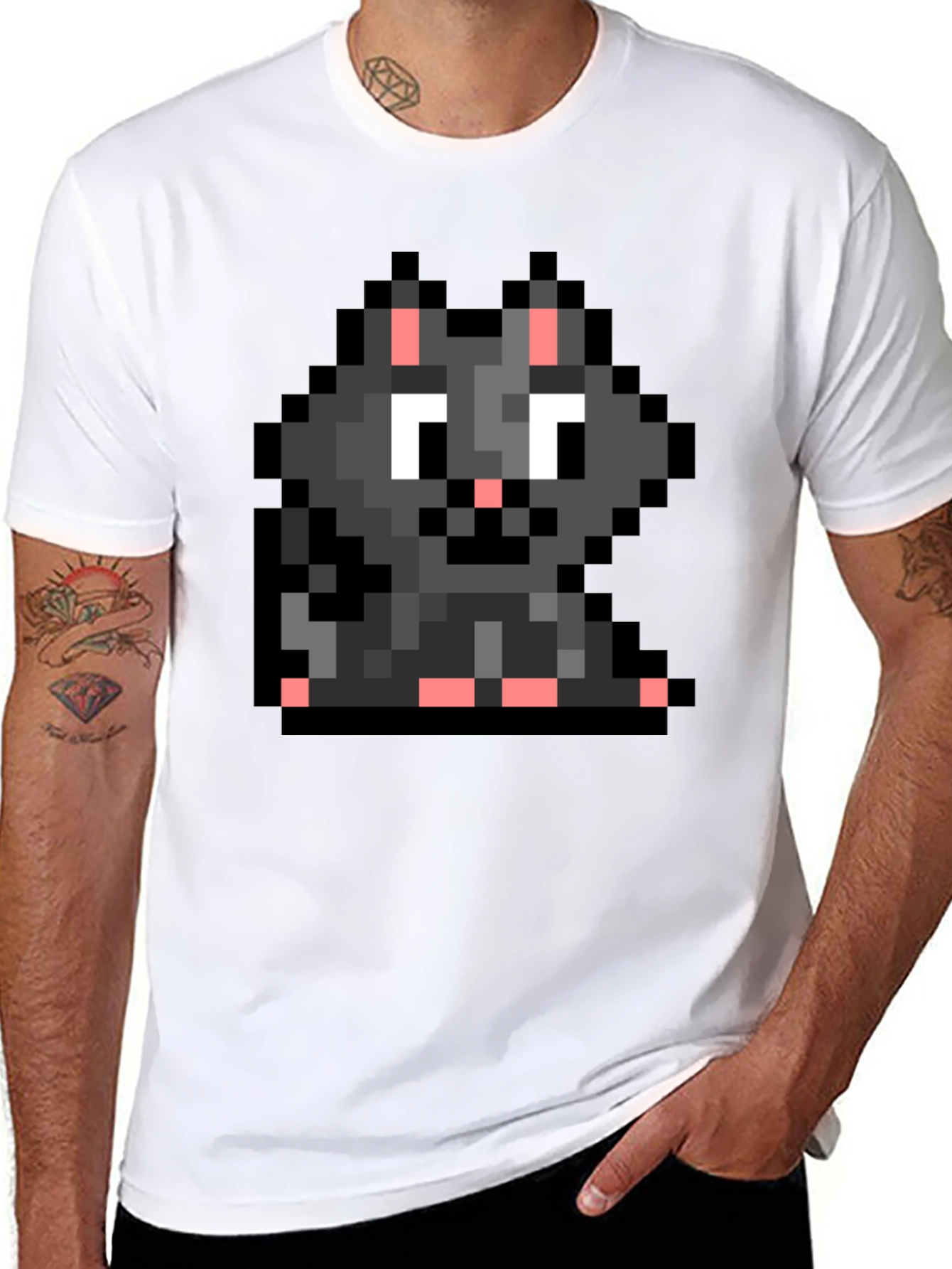 Pixel Cat T-Shirt - Retro Gaming Style