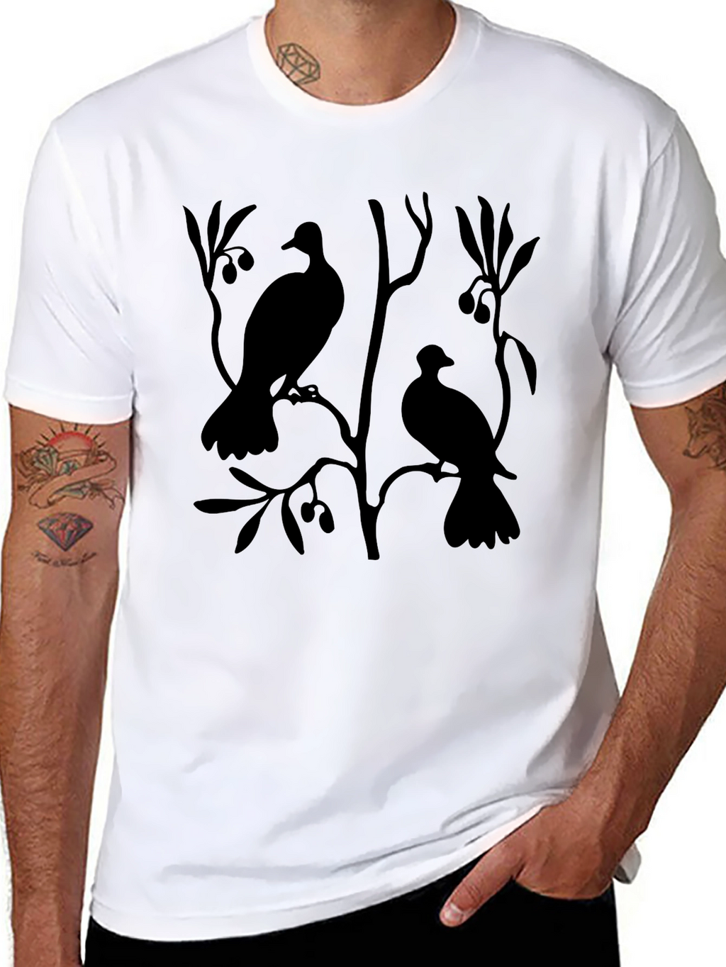 Birds on Branch Black Graphic Tee
