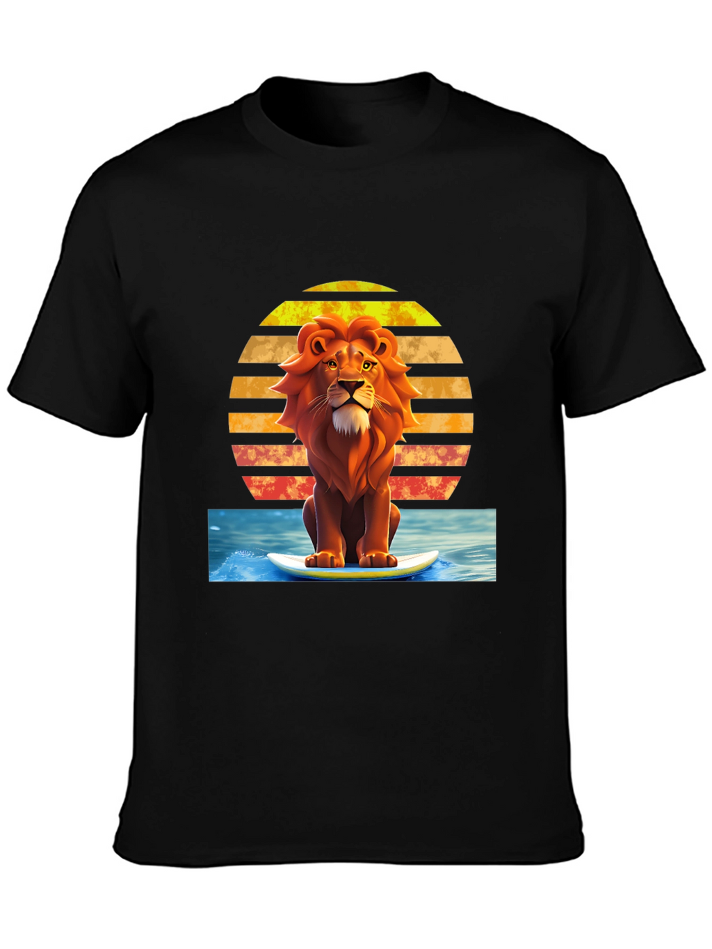 Surfing Lion Graphic Tee - Cool Summer Vibes!