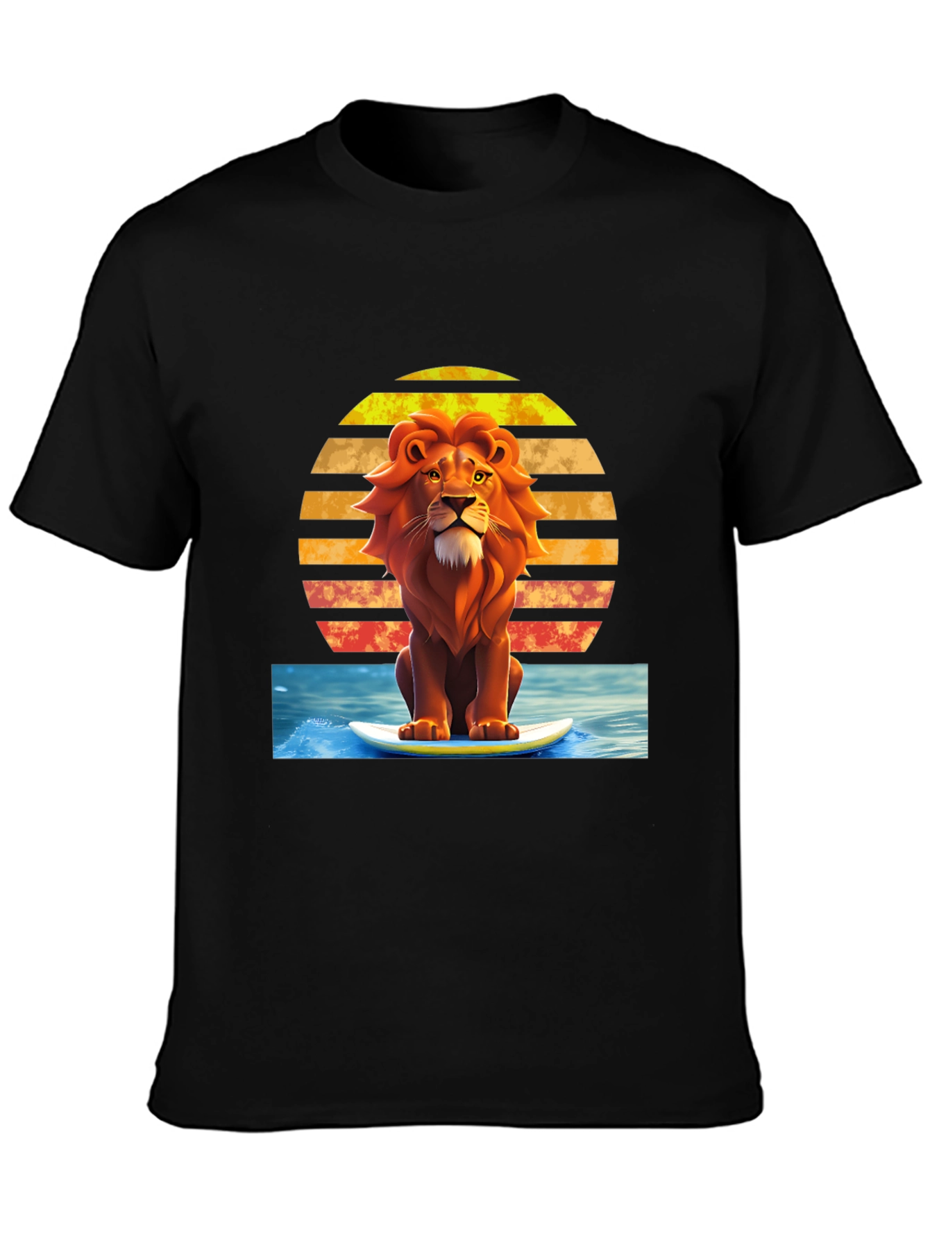 Surfing Lion Graphic Tee - Cool Summer Vibes!