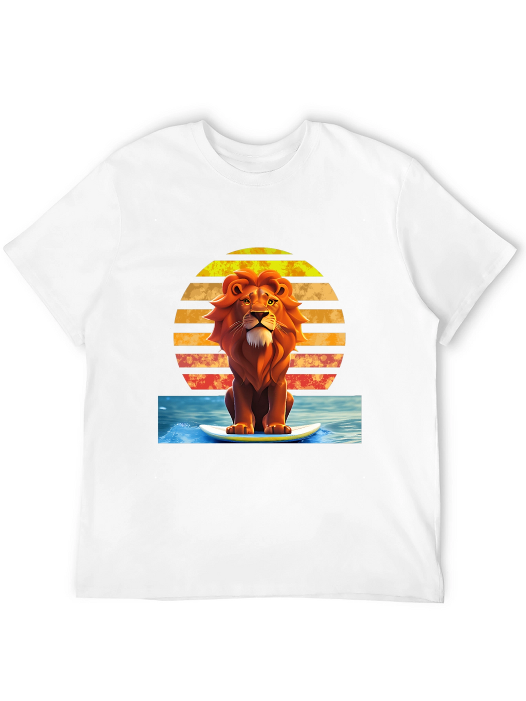 Surfing Lion Graphic Tee - Cool Summer Vibes!