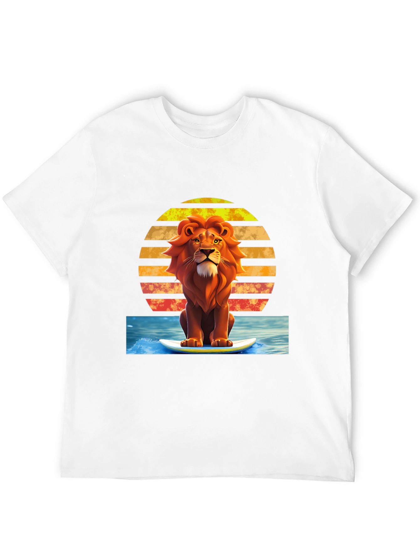 Surfing Lion Graphic Tee - Cool Summer Vibes!