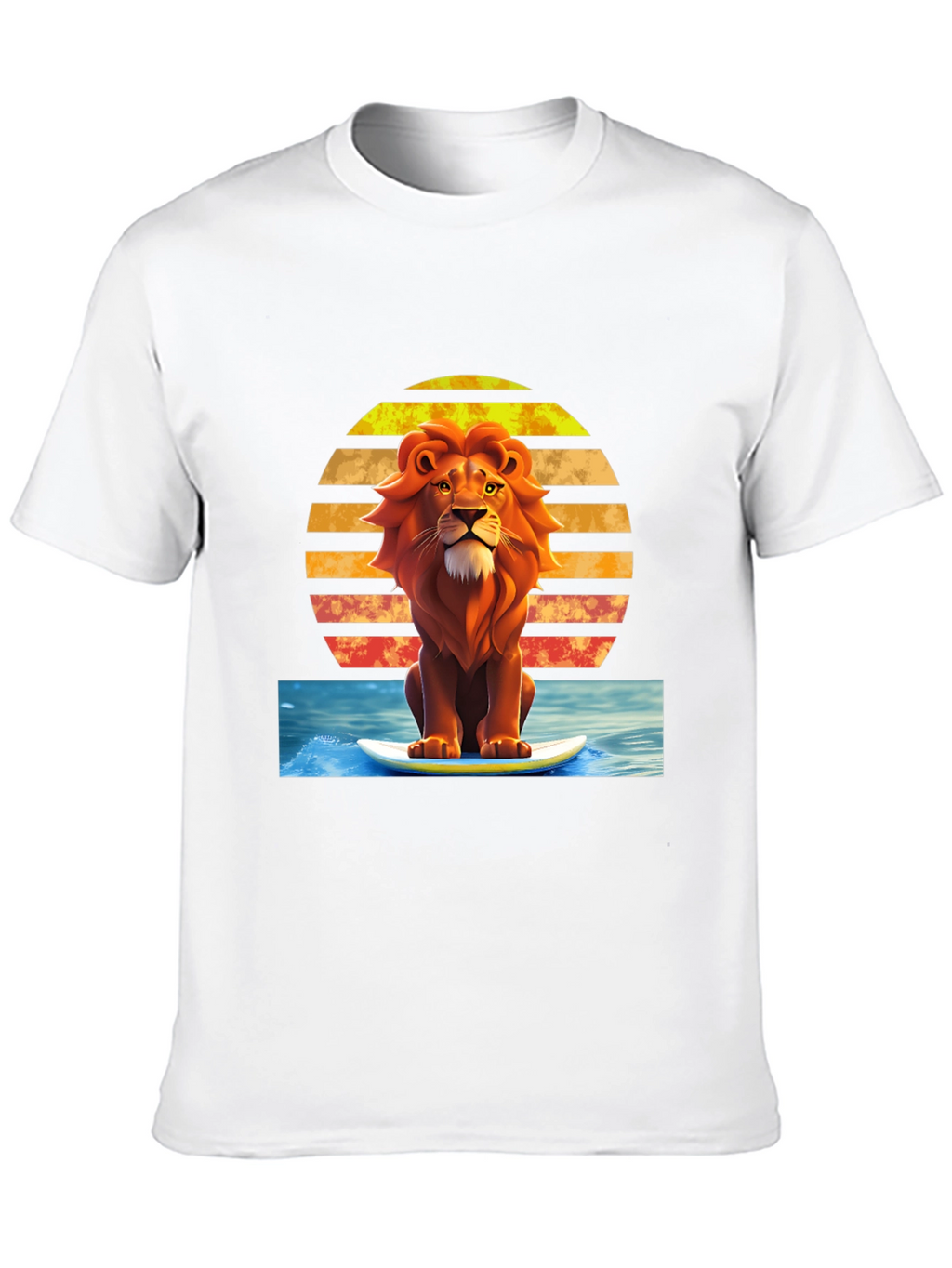 Surfing Lion Graphic Tee - Cool Summer Vibes!