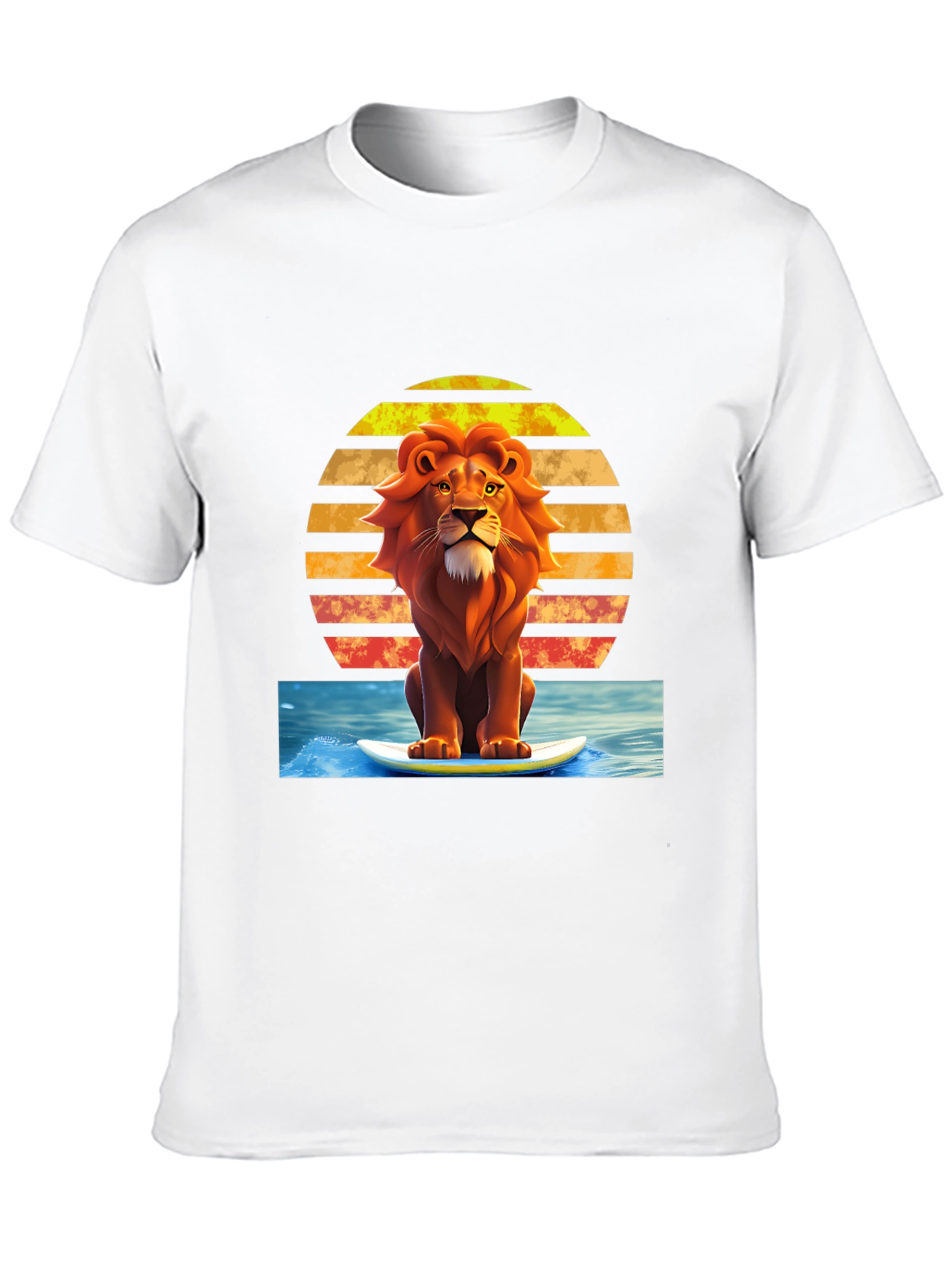 Surfing Lion Graphic Tee - Cool Summer Vibes!