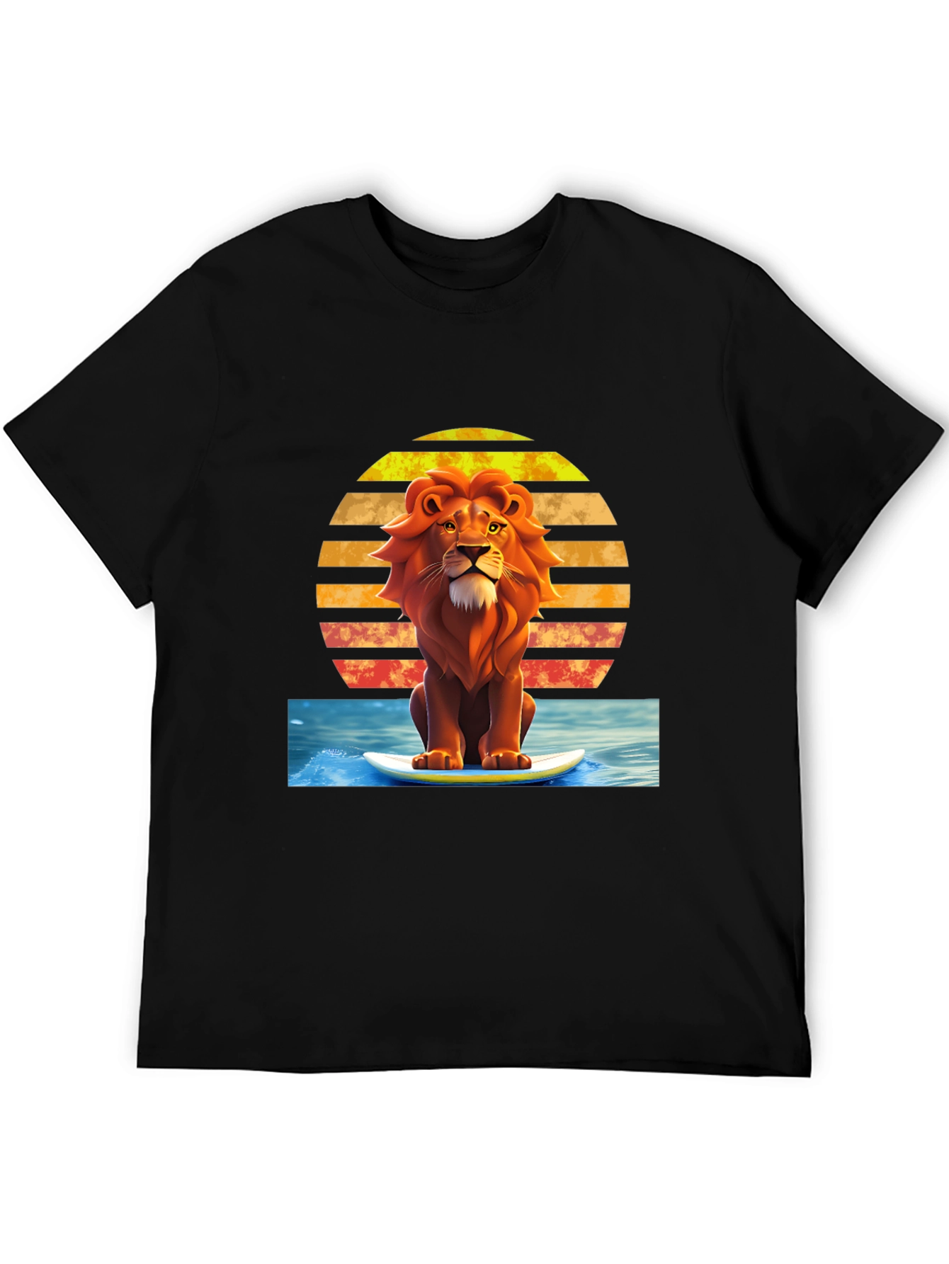 Surfing Lion Graphic Tee - Cool Summer Vibes!