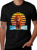 Surfing Lion Graphic Tee - Cool Summer Vibes!