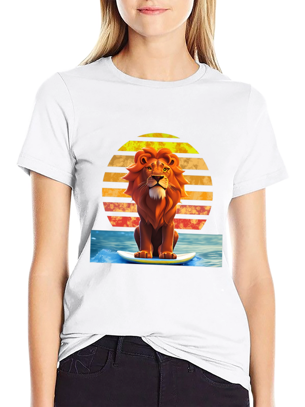 Surfing Lion Graphic Tee - Cool Summer Vibes!