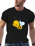 Cute Cartoon Bee Graphic Tee - Black Unisex T-Shirt