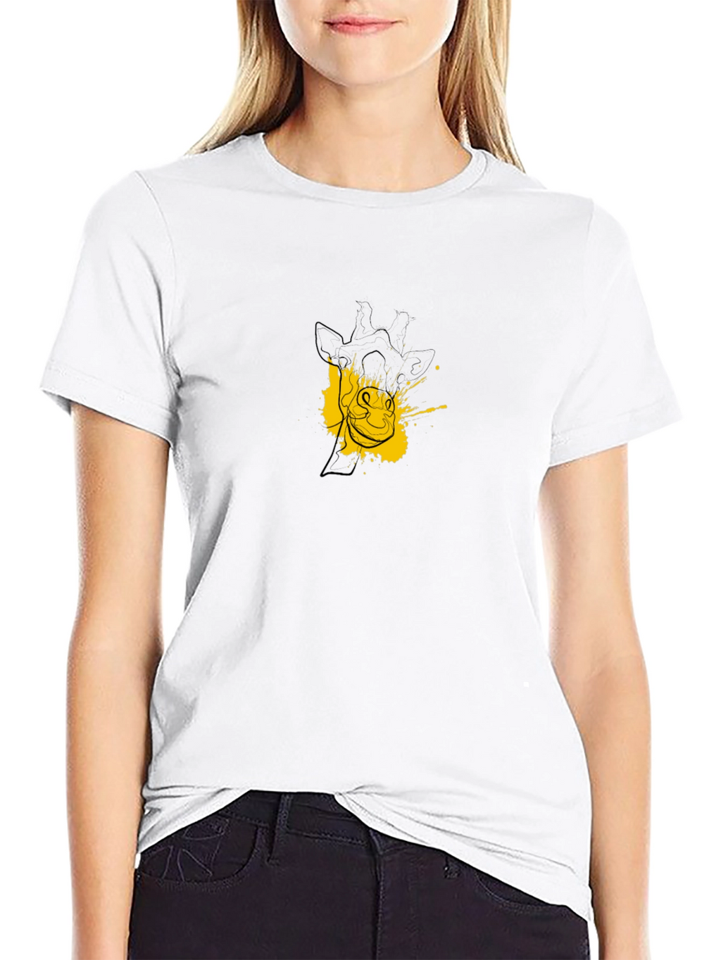 Mens Black Giraffe Graphic Tee