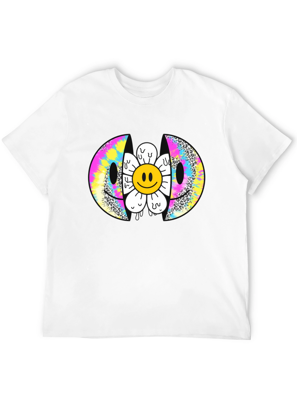 Smiley Face Flower Graphic Tee - Trendy Style