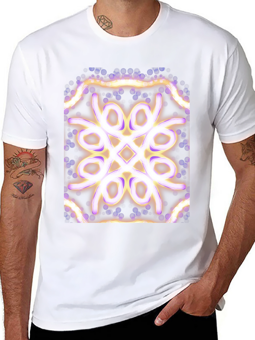 Geometric Light Pattern Black T-Shirt