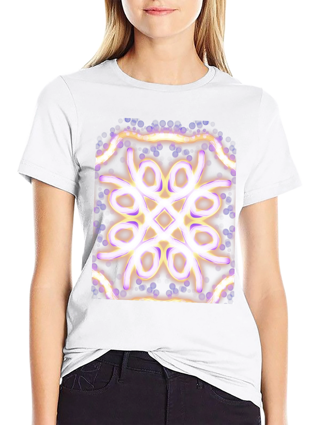 Geometric Light Pattern Black T-Shirt
