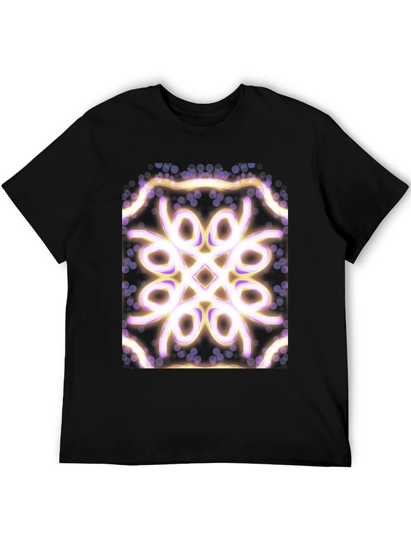 Geometric Light Pattern Black T-Shirt