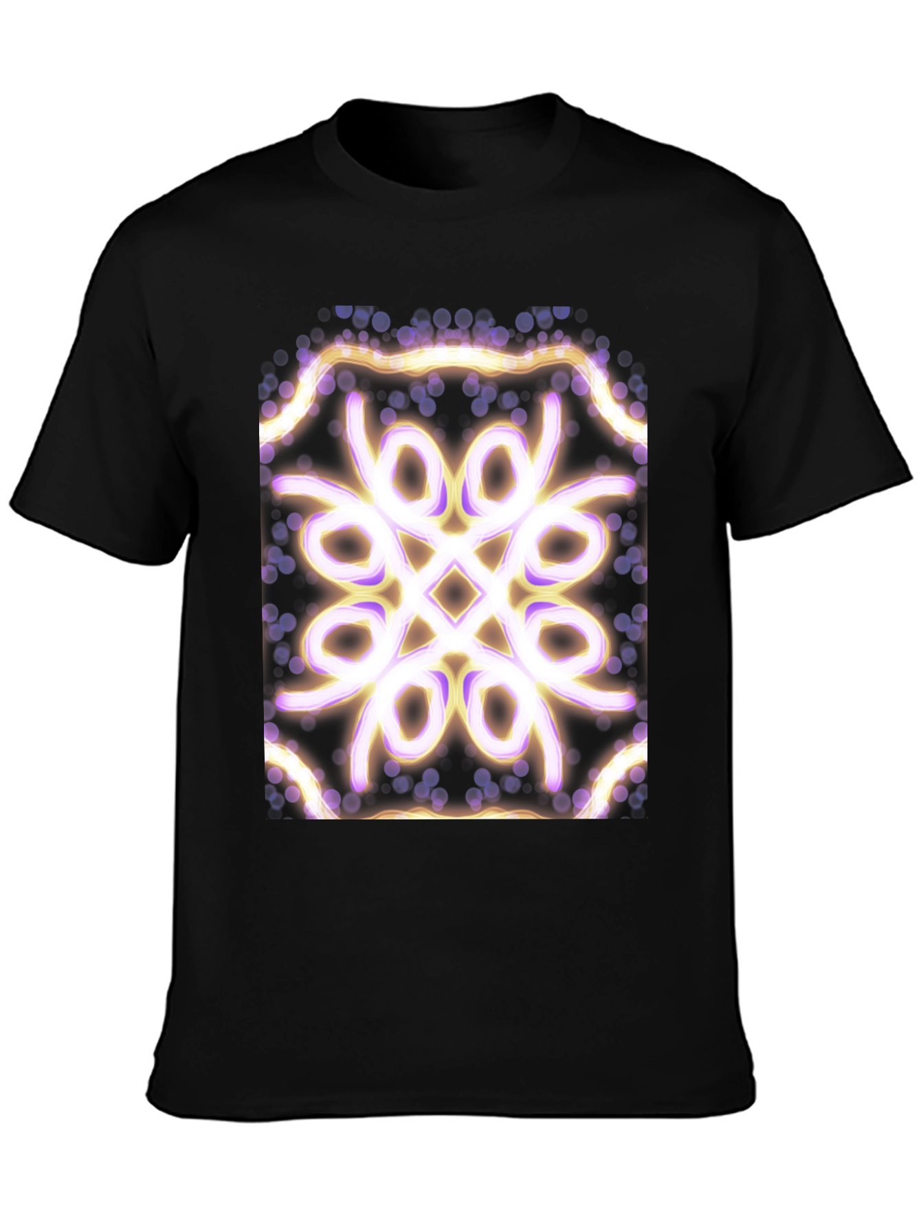 Geometric Light Pattern Black T-Shirt