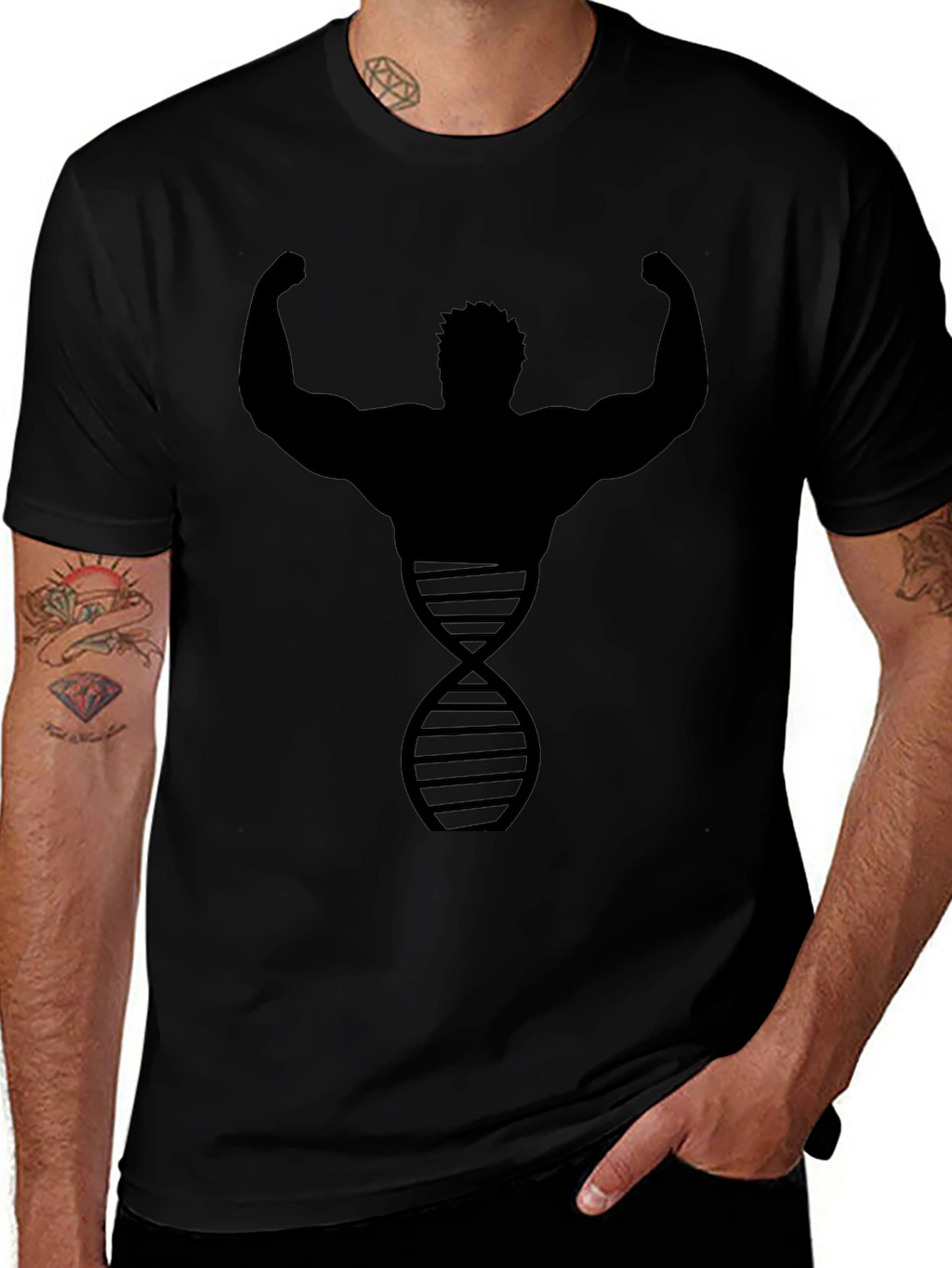 Bodybuilder DNA Graphic Tee - Black Cotton