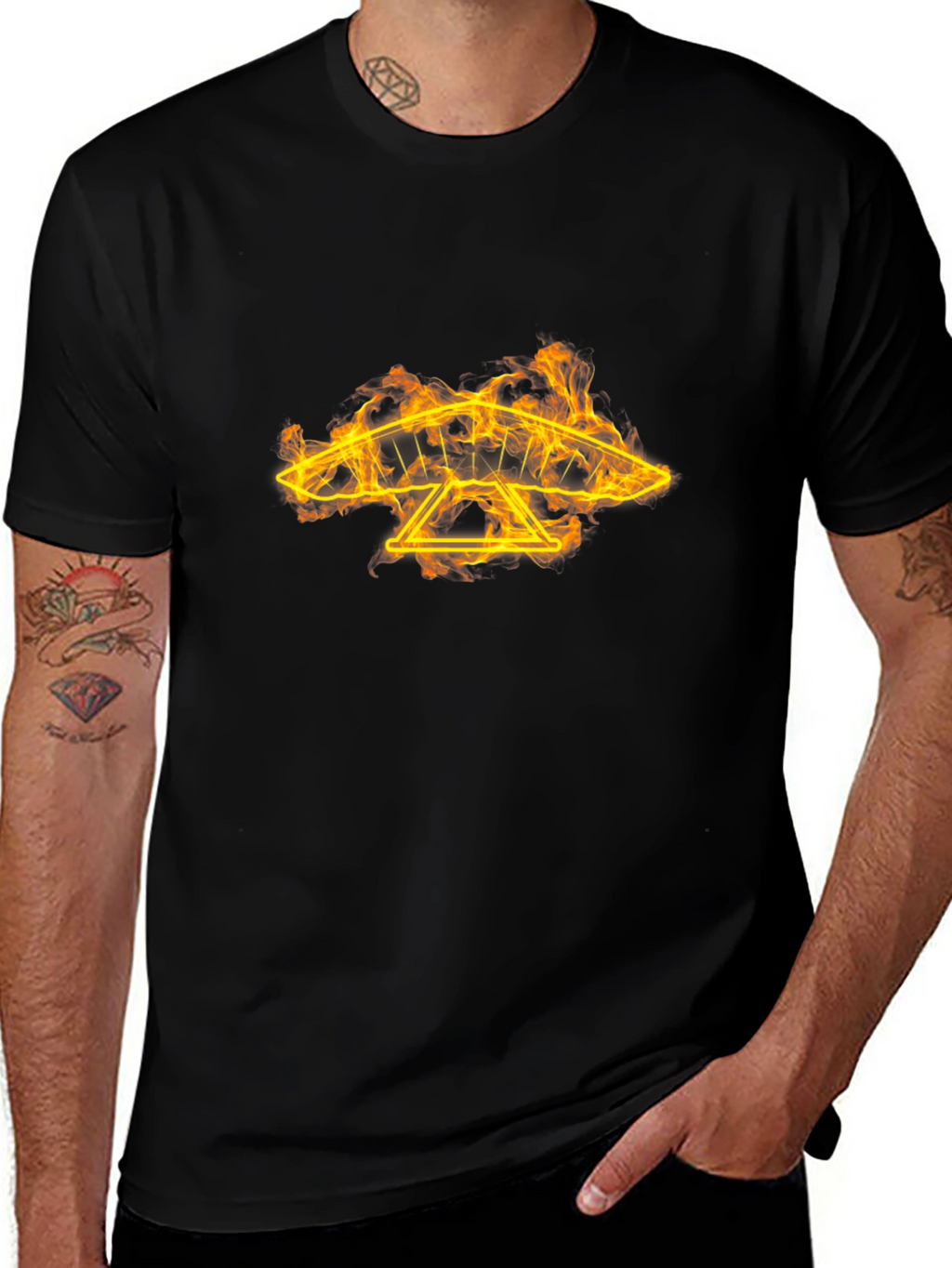 Fiery Hang Glider Graphic Tee - Black