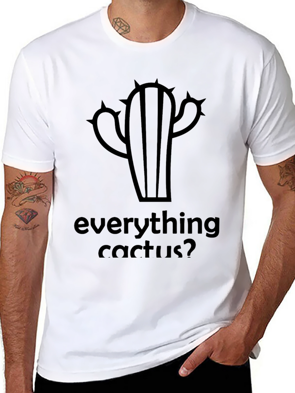 Everything Cactus? Mens Black Graphic Tee
