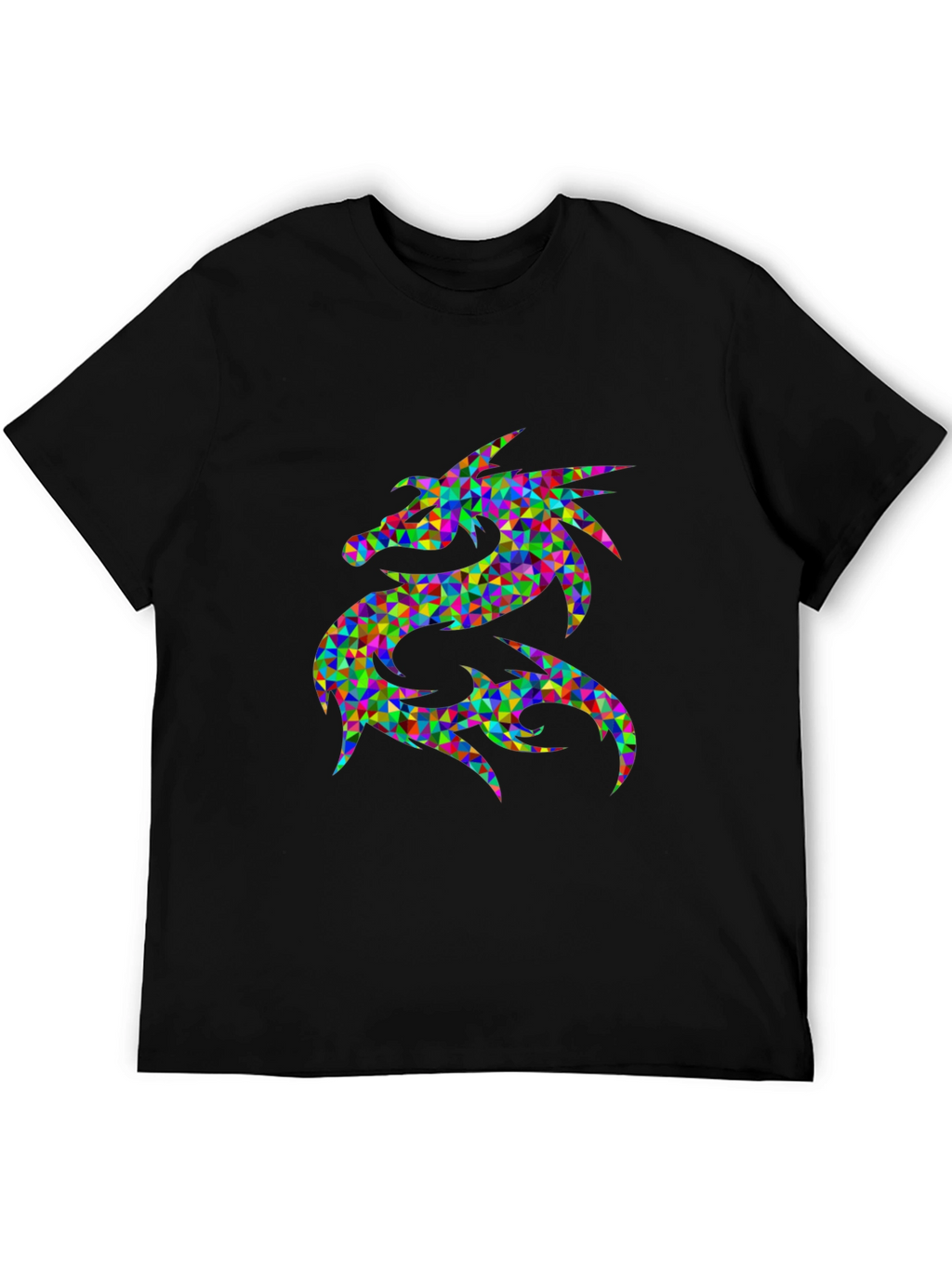 Geometric Dragon Graphic Tee - Black