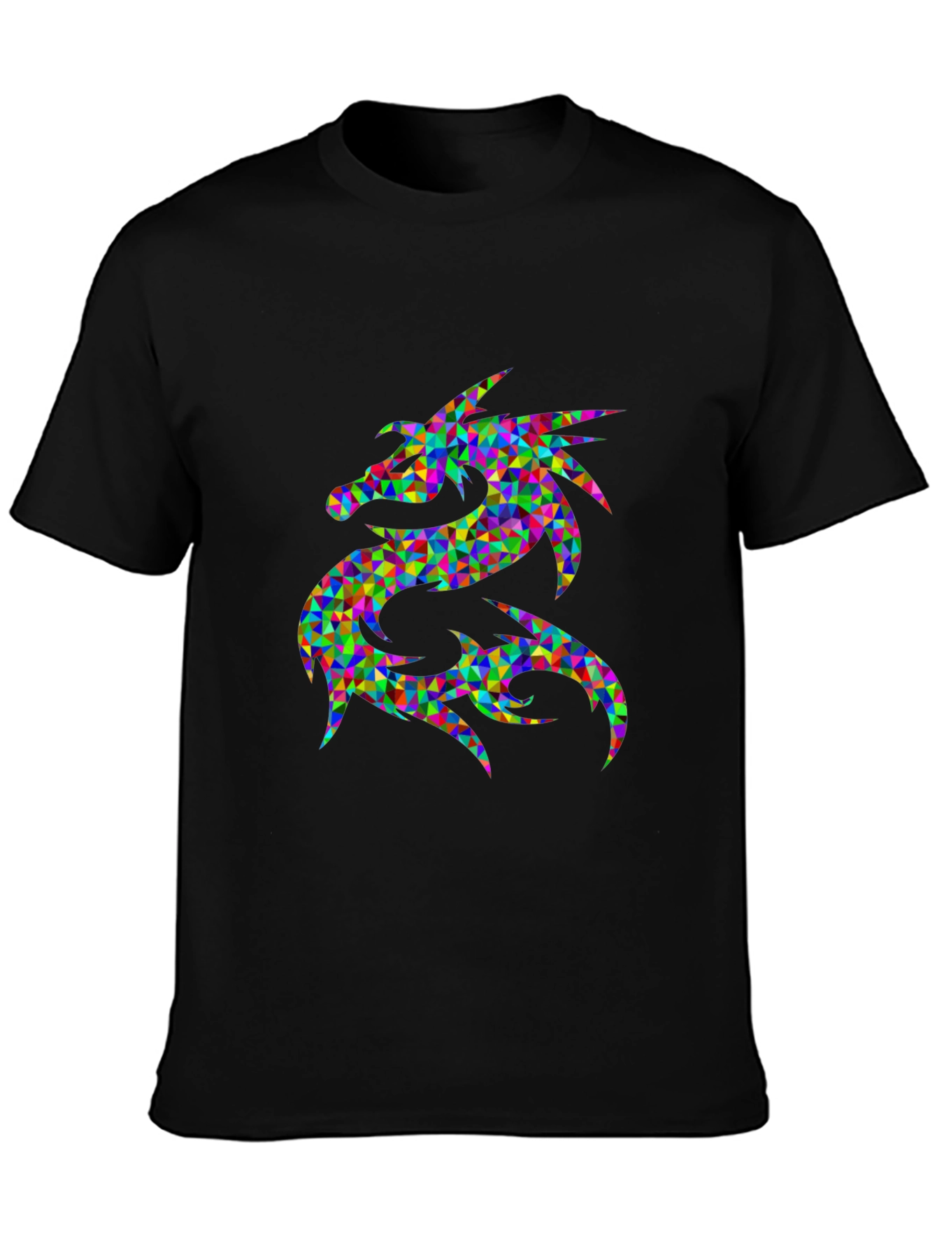 Geometric Dragon Graphic Tee - Black