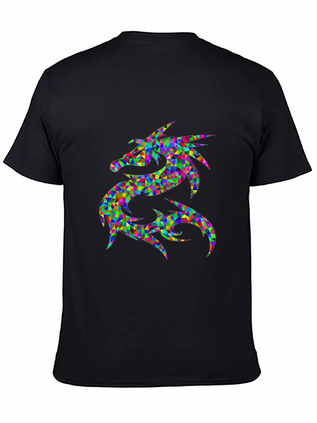 Geometric Dragon Graphic Tee - Black