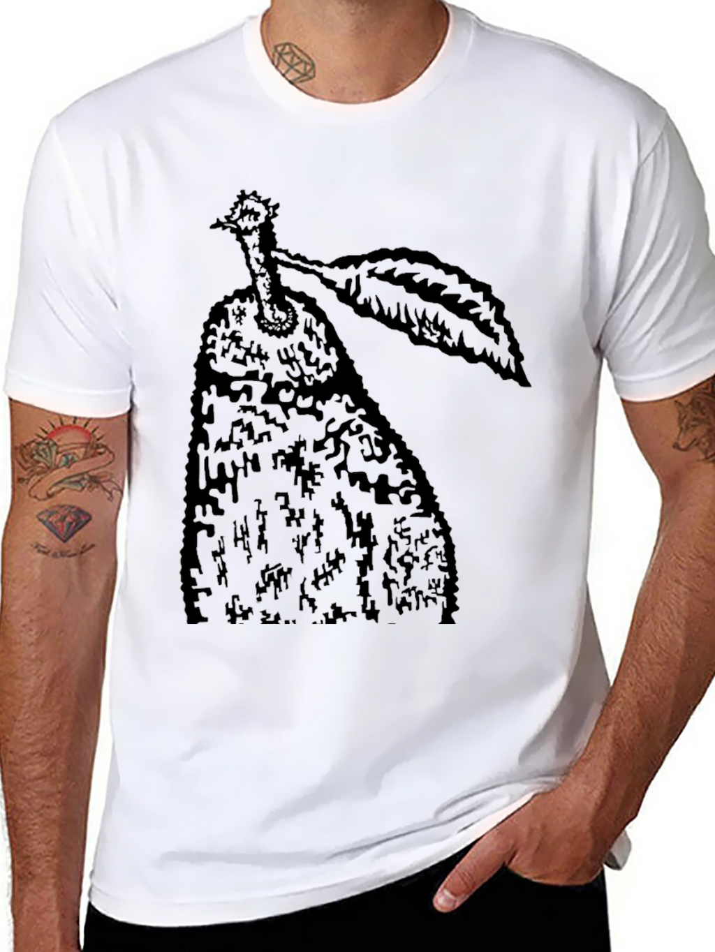 Black Pear Graphic Tee - Unique Fruit Design