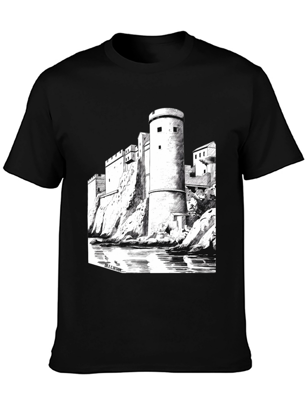 Castle Graphic Black T-Shirt | Unique Design Tee