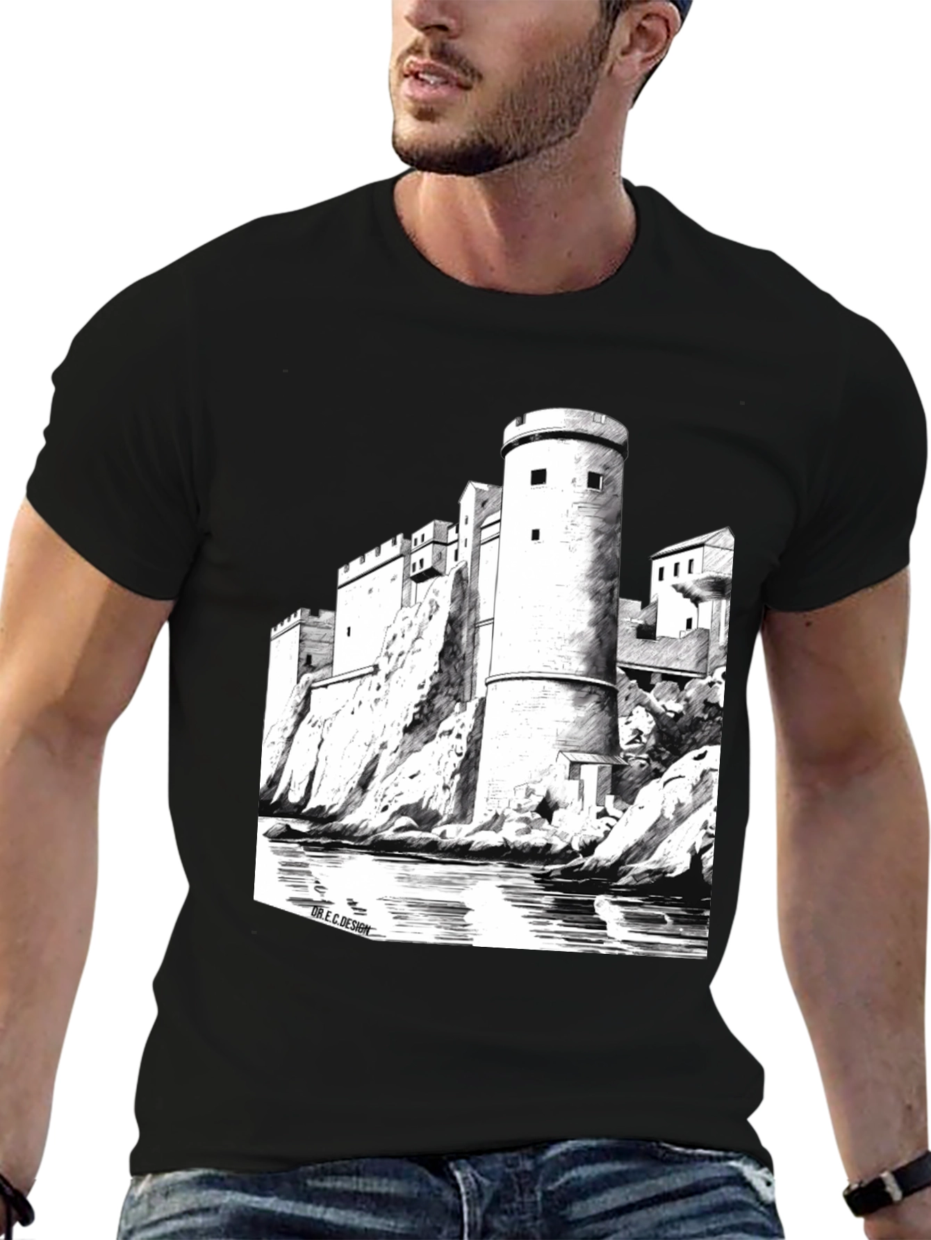 Castle Graphic Black T-Shirt | Unique Design Tee
