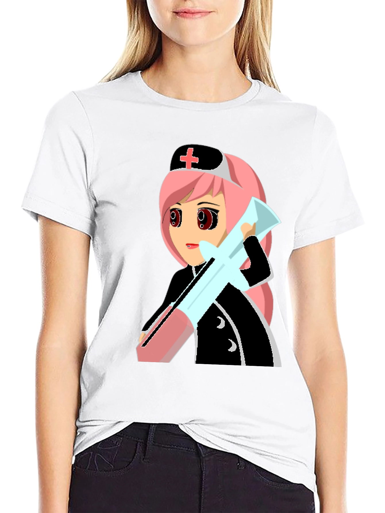 Anime Nurse Graphic T-Shirt - Unique Manga Design