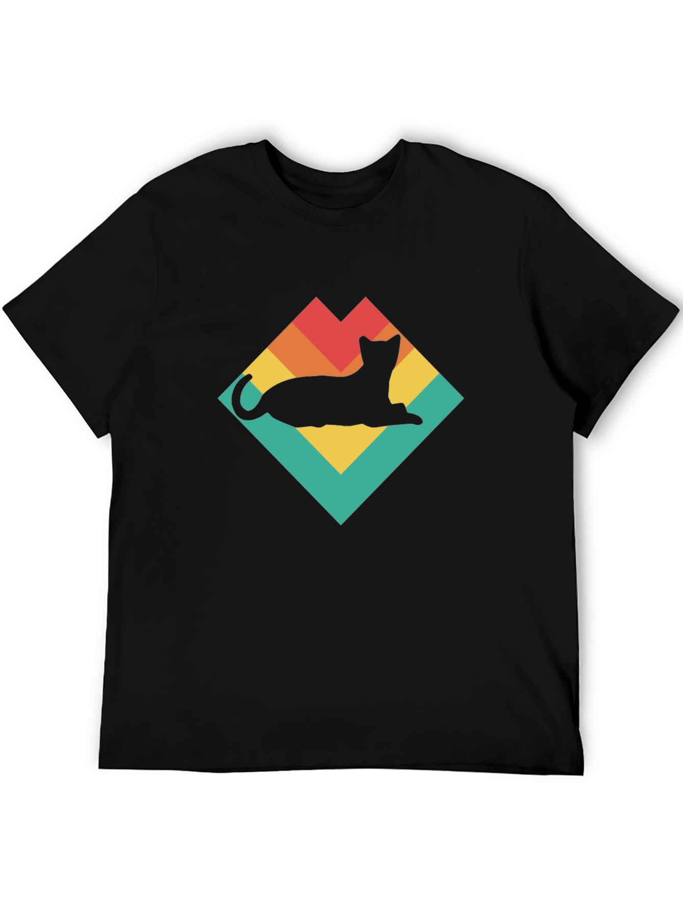 Retro Cat Silhouette T-Shirt - Vintage Style Tee