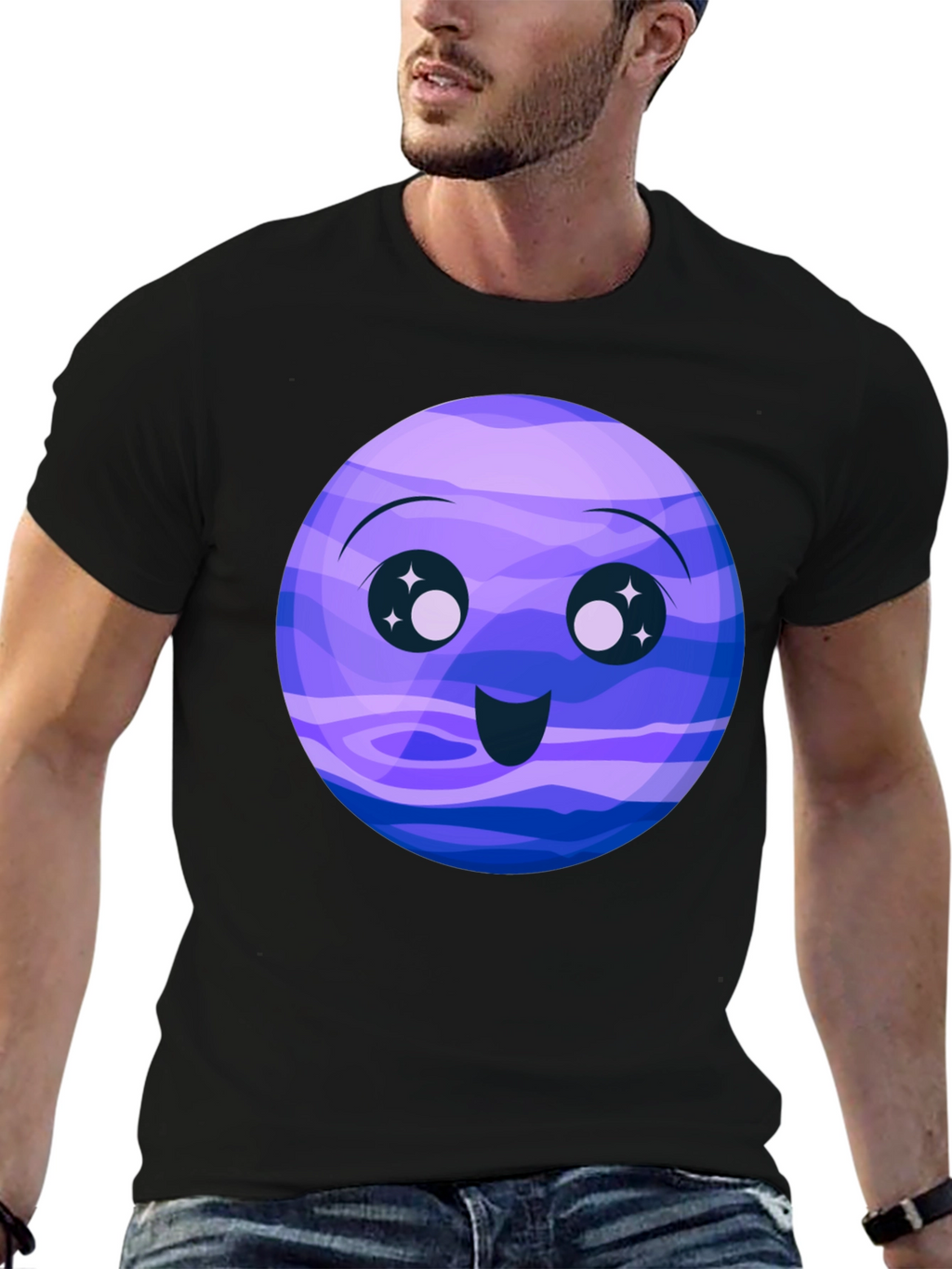 Cute Neptune Cartoon Graphic T-Shirt