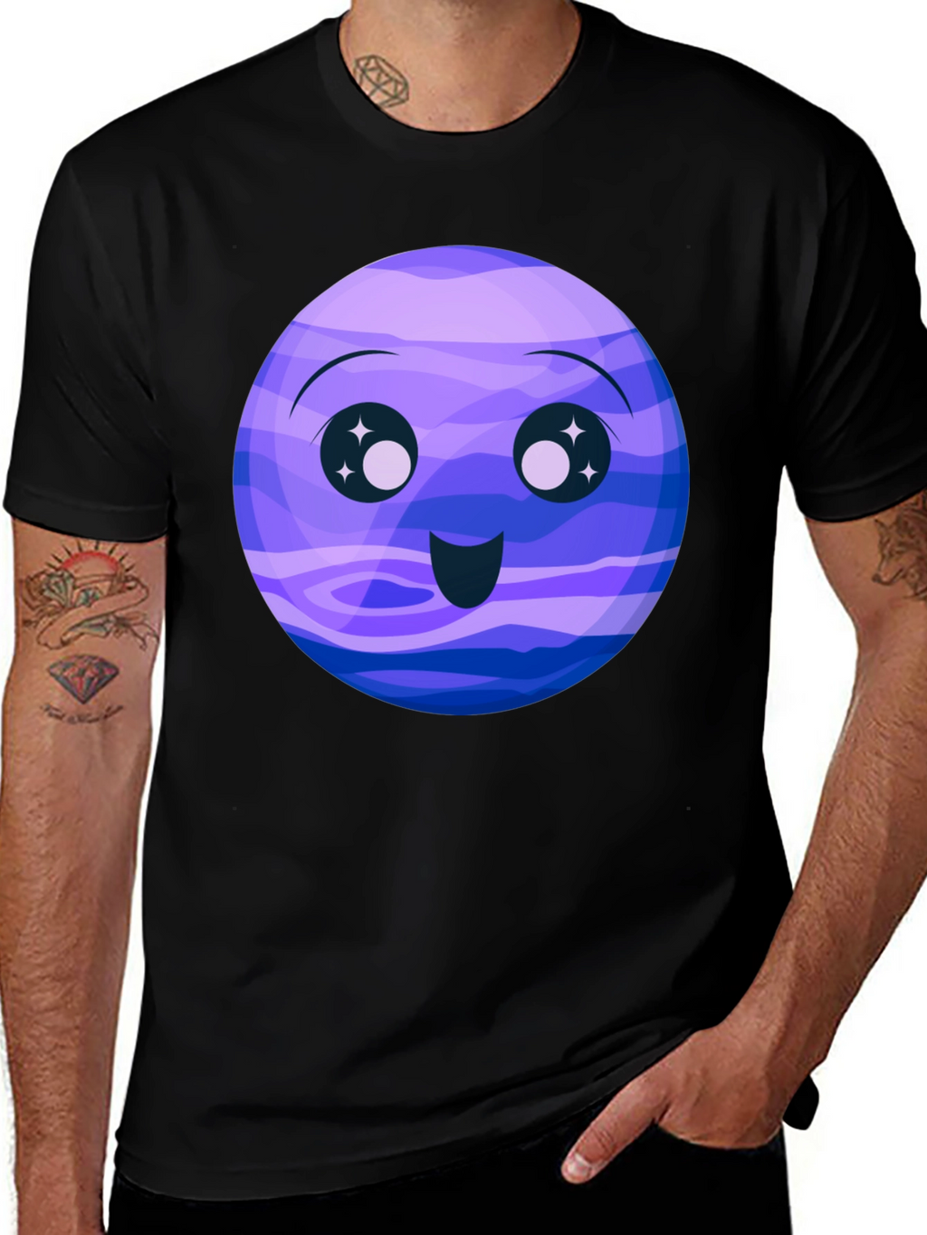 Cute Neptune Cartoon Graphic T-Shirt