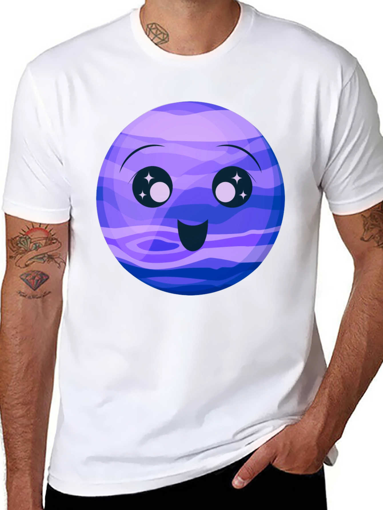 Cute Neptune Cartoon Graphic T-Shirt