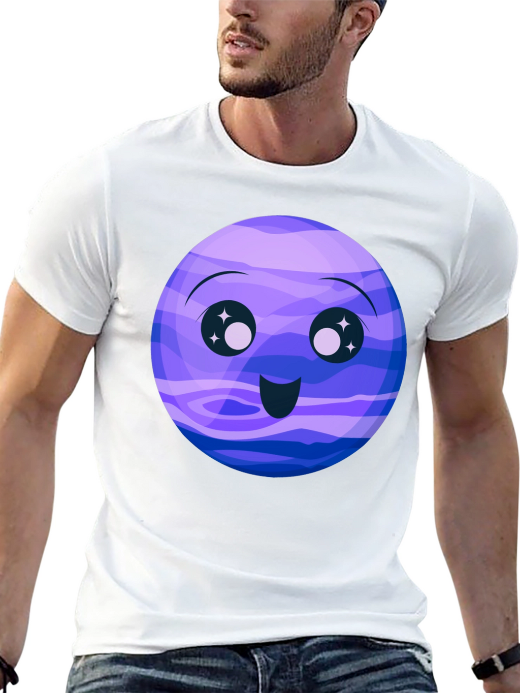 Cute Neptune Cartoon Graphic T-Shirt