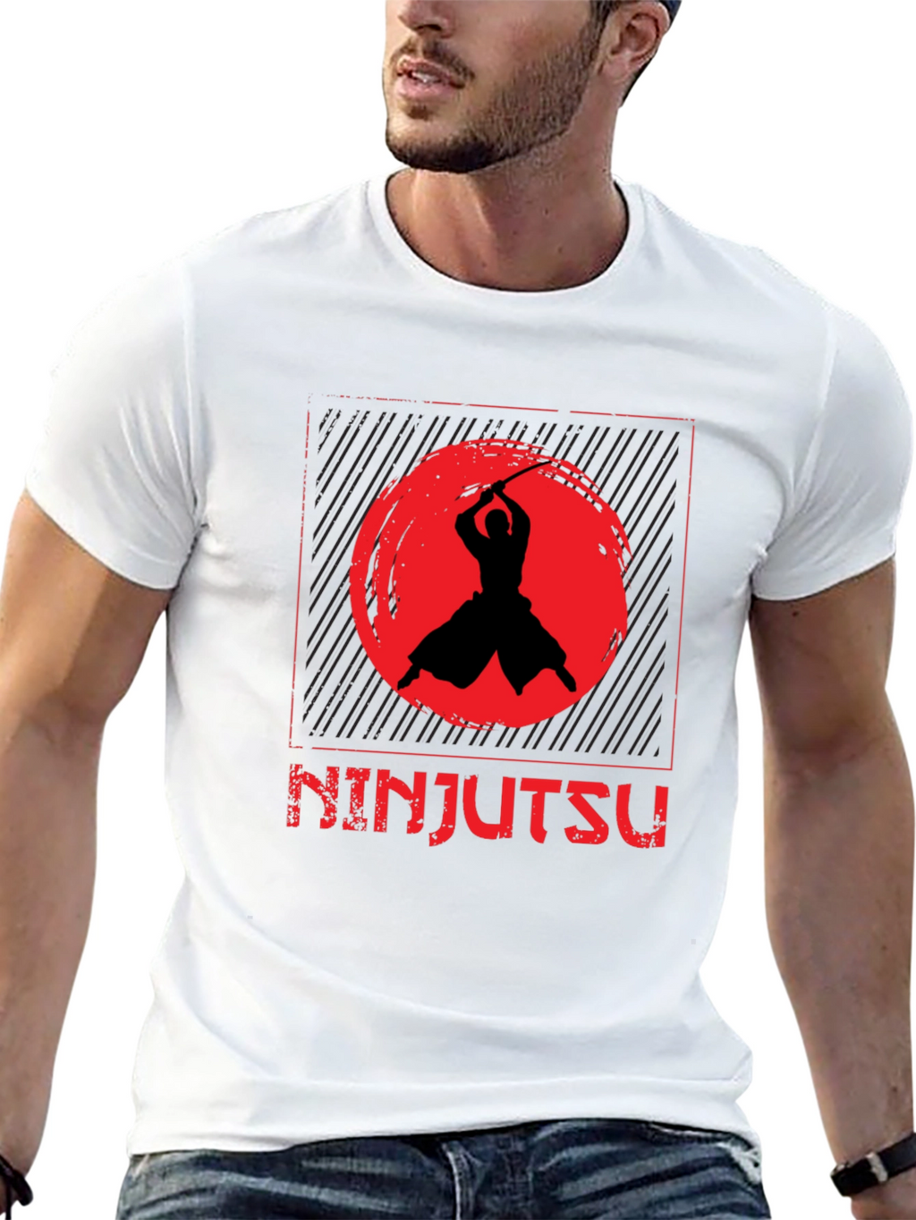 Ninjutsu Black T-Shirt - Samurai Warrior Design