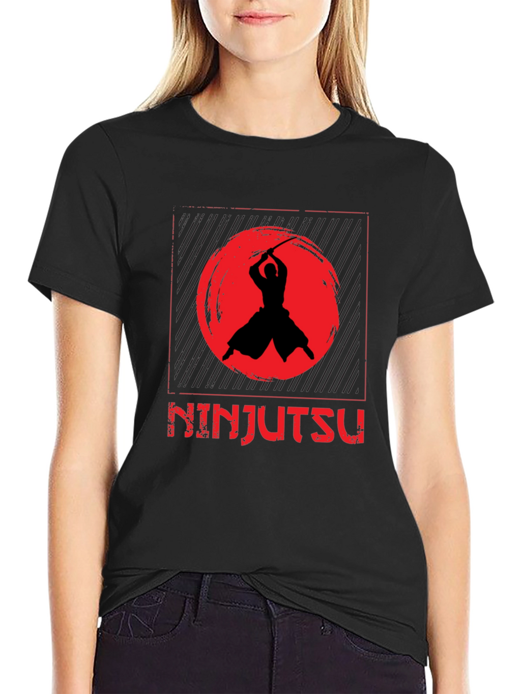 Ninjutsu Black T-Shirt - Samurai Warrior Design