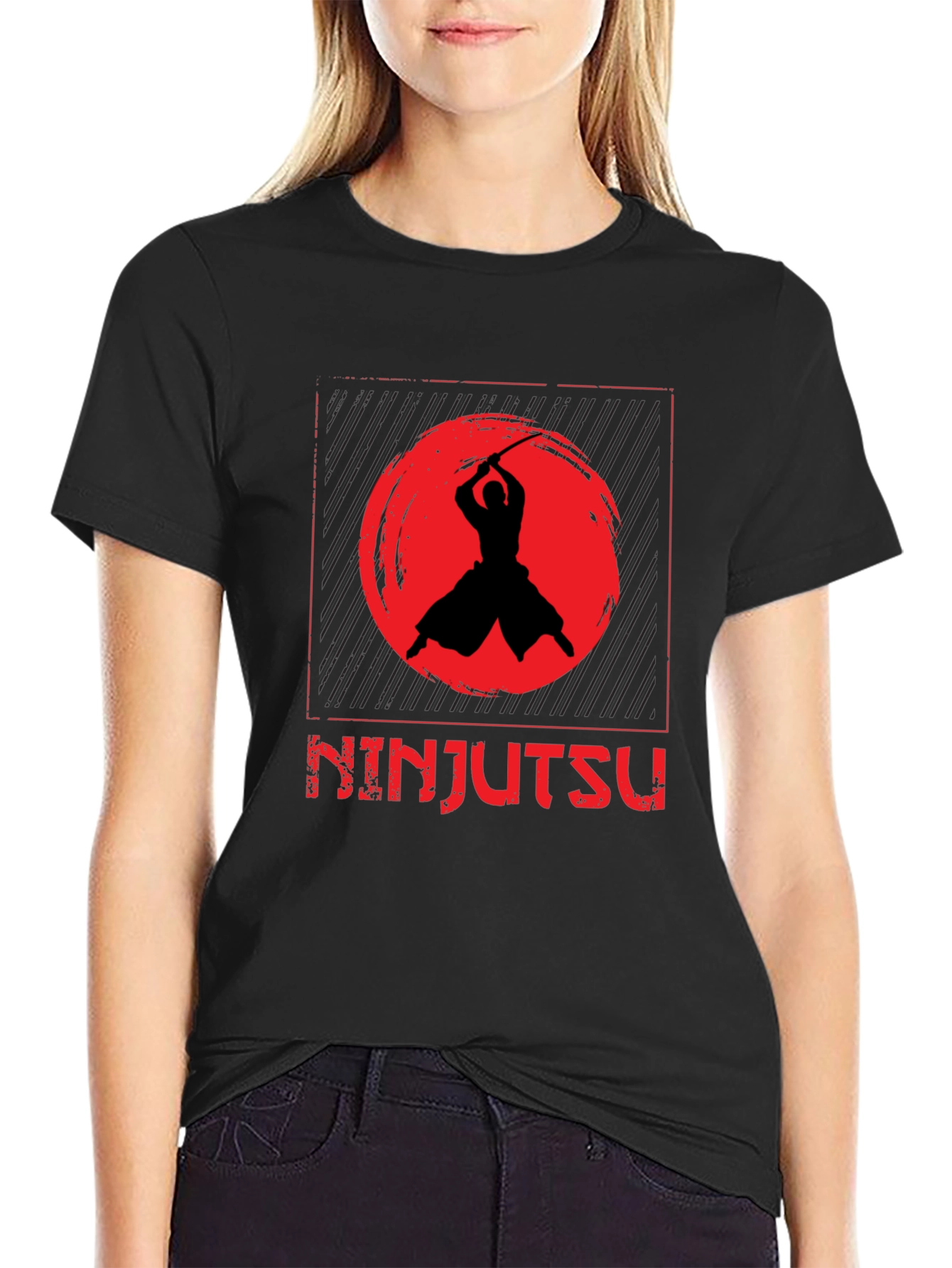 Ninjutsu Black T-Shirt - Samurai Warrior Design